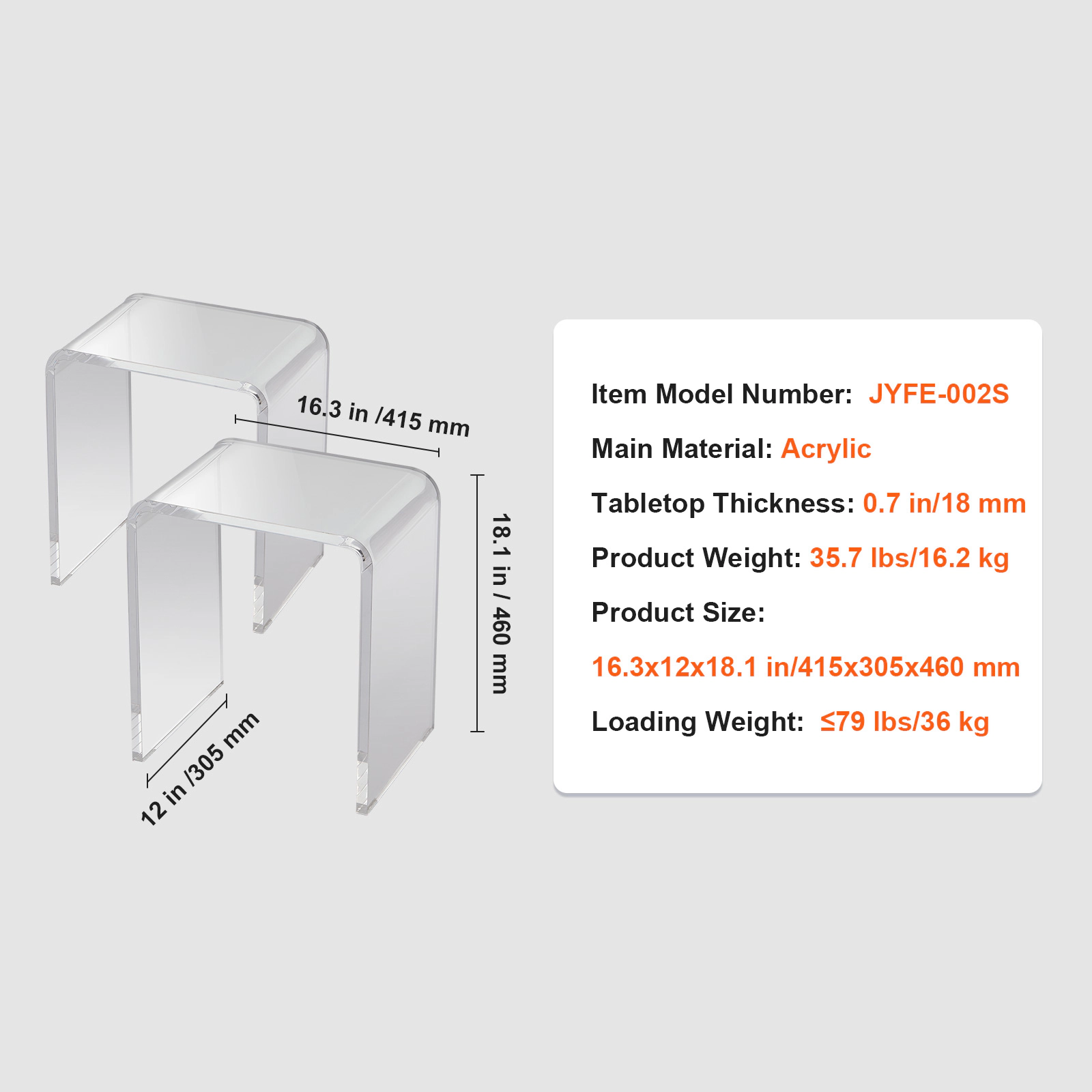 HONGGE Acrylic Table Acrylic End Table Clear Acrylic Side Table for Drink Food Snack used in Living Room Bedroom and