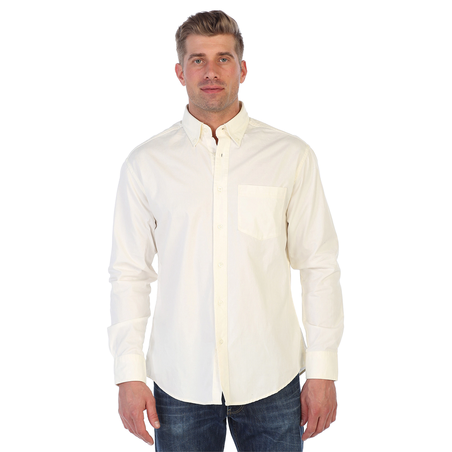 Gioberti Men's 100% Cotton Twill Oxford Shirt with Contrast