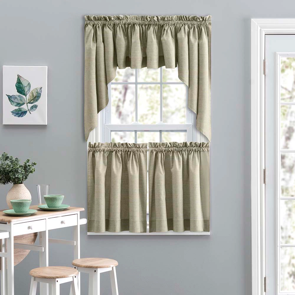 Ellis Curtain Lisa Solid Poly Cotton Duck Fabric Tailo Tiers for Living Rooms and Dining Rooms