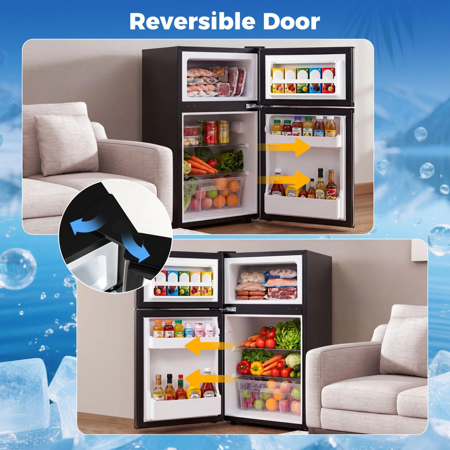 SlickBlue 3.2 Cu. Ft. Compact Refrigerator with Freezer & Glass Shelves