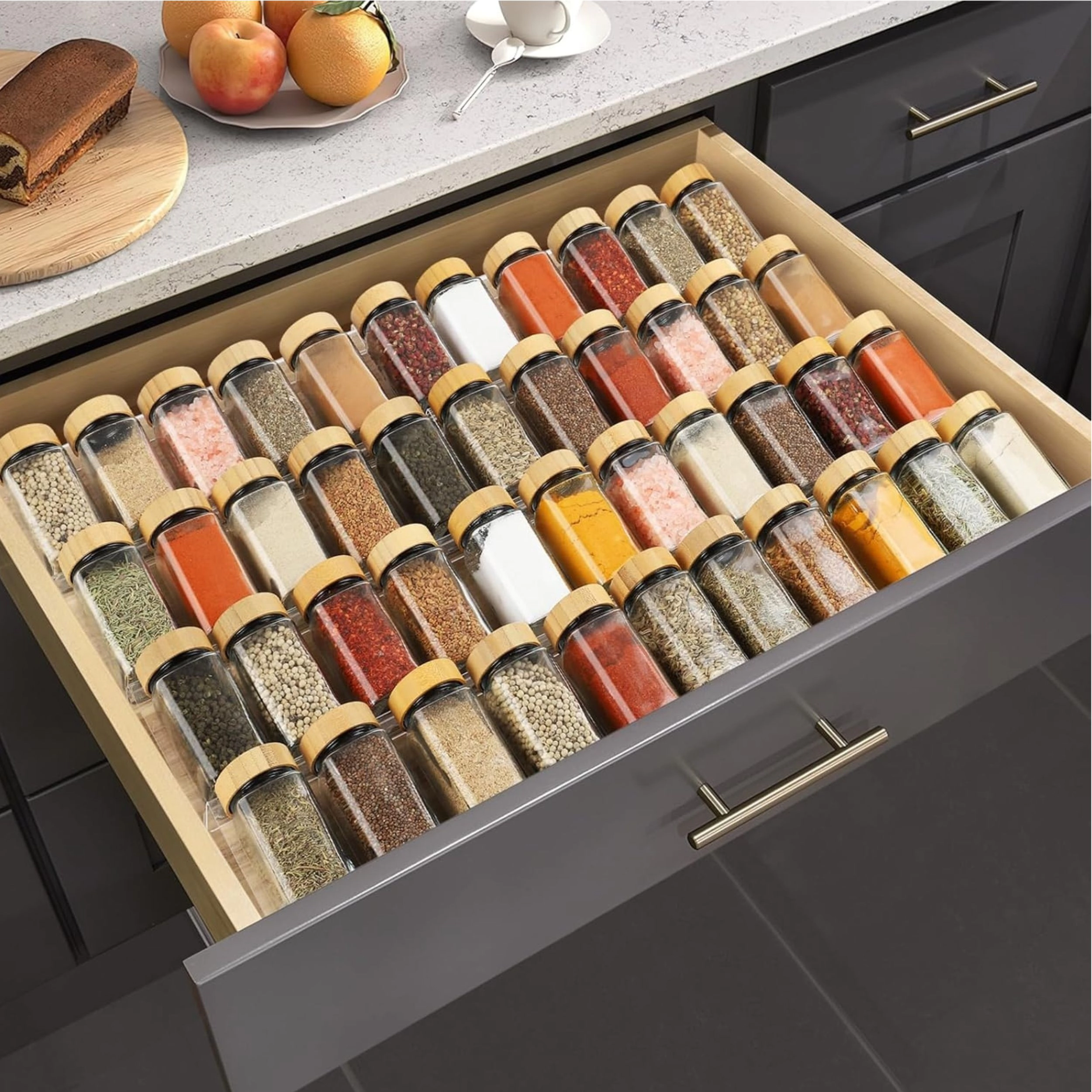 Stock Preferred Expandable 4 Tier Acrylic Spice Drawer Organizer Rack Clear Seasoning Tray