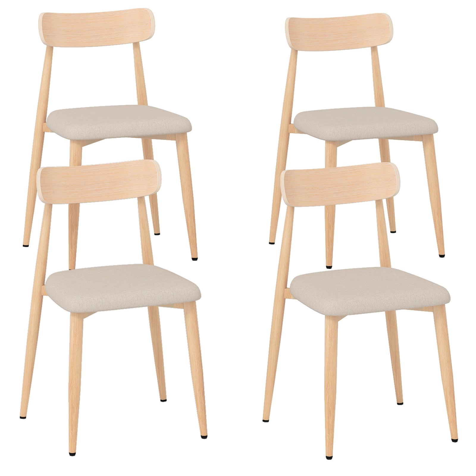 SlickBlue Upholstered Dining Chairs with Metal Legs and Linen Seat