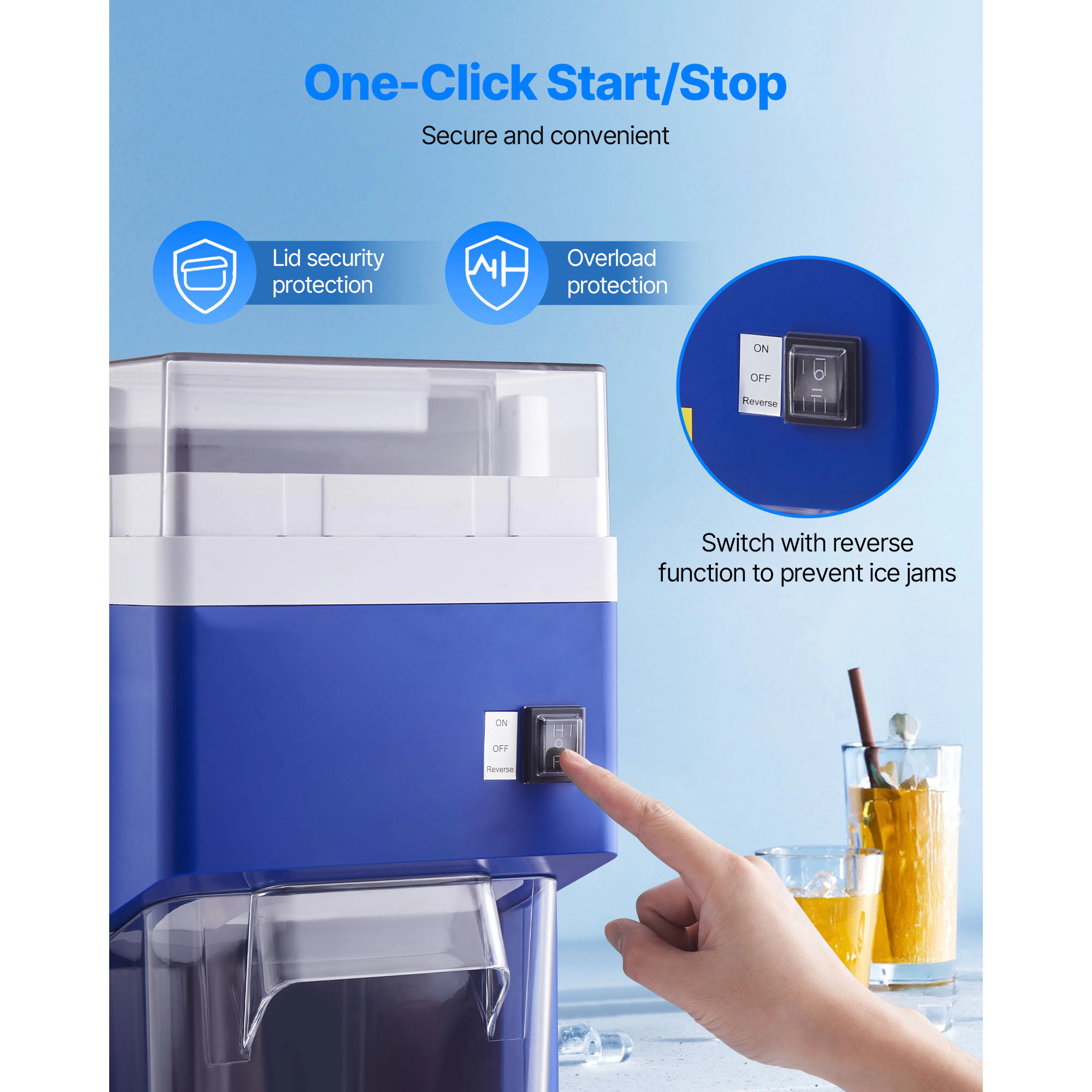 HONGGE Commercial Ice Shaver Electric Snow Cone Maker with Shaved Machine for Home