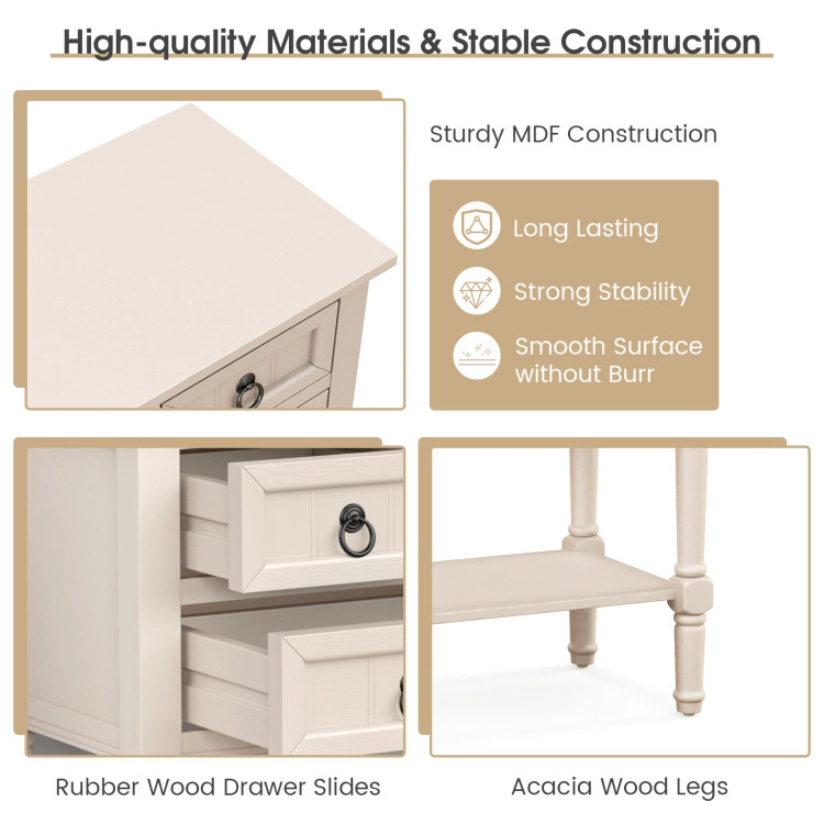 Hivvago Compact Entry Console with Multiple Drawers and Open Storage Shelf