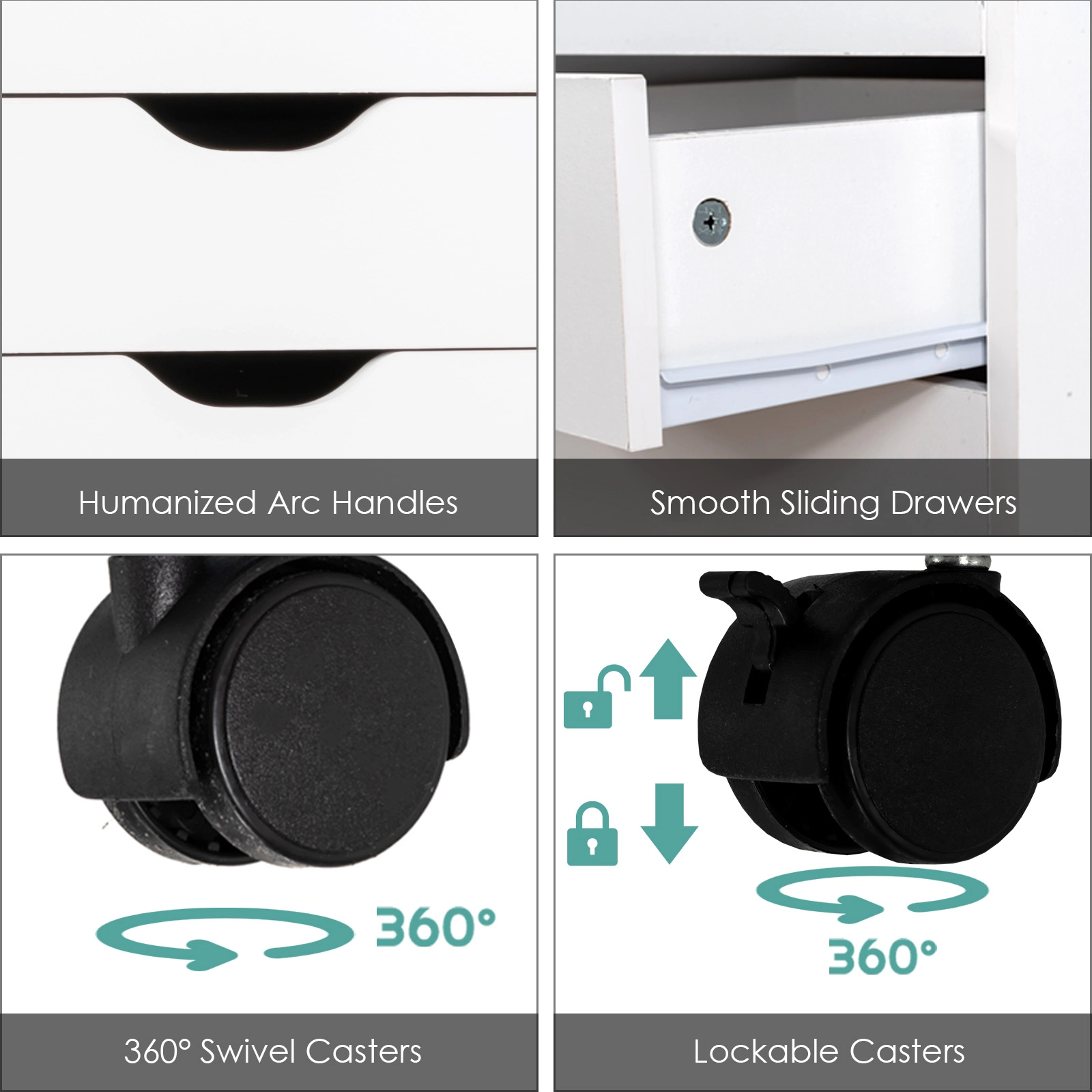 SUGIFT 7-Drawer MDF Engineered Wood Floor Cabinet Storage Dresser with Wheels 120-lb Capacity 19.5-in Wide White