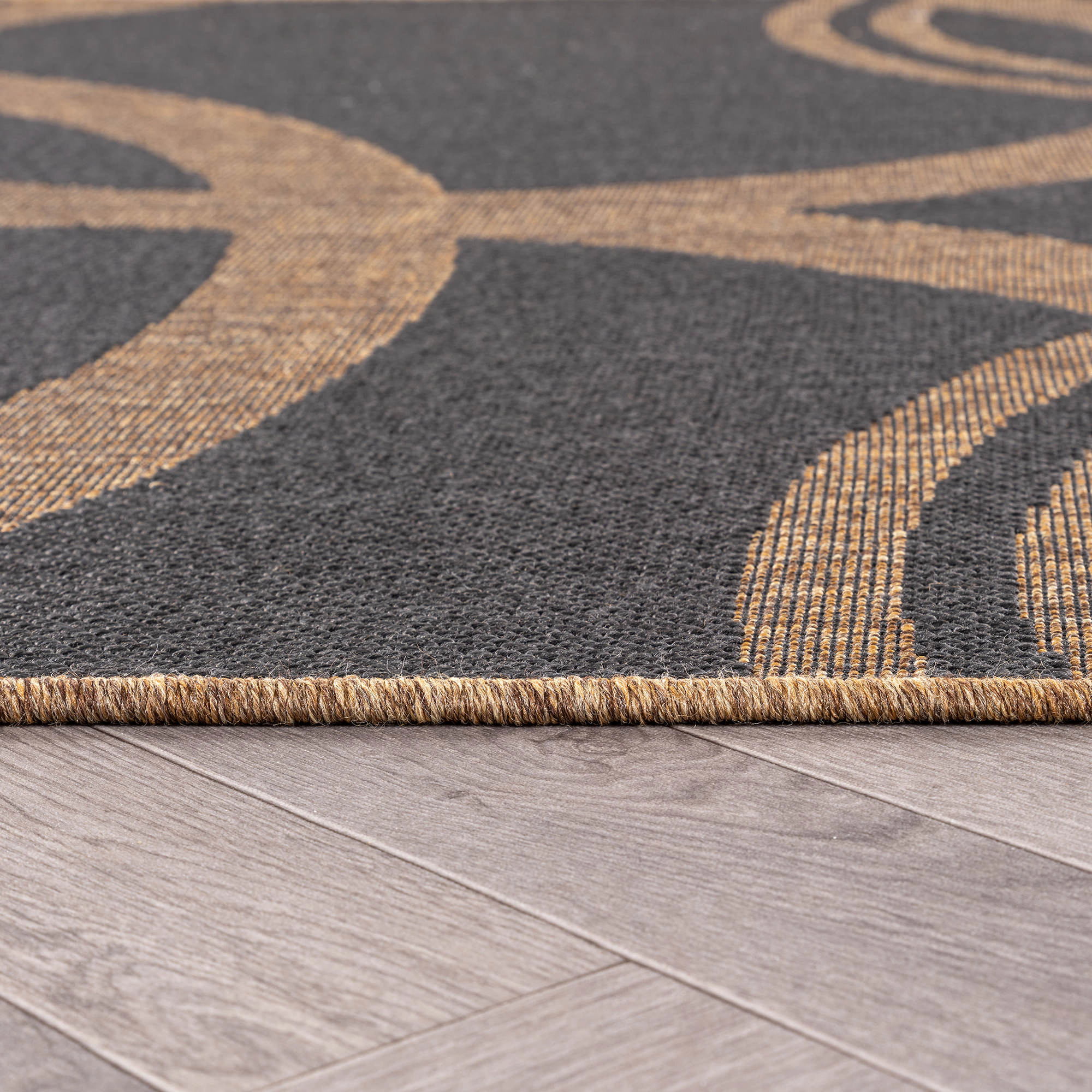 World Rug Gallery Abstract Indoor/Outdoor Flat Woven Area - Natural Jute-Style, Easy-Care Patio