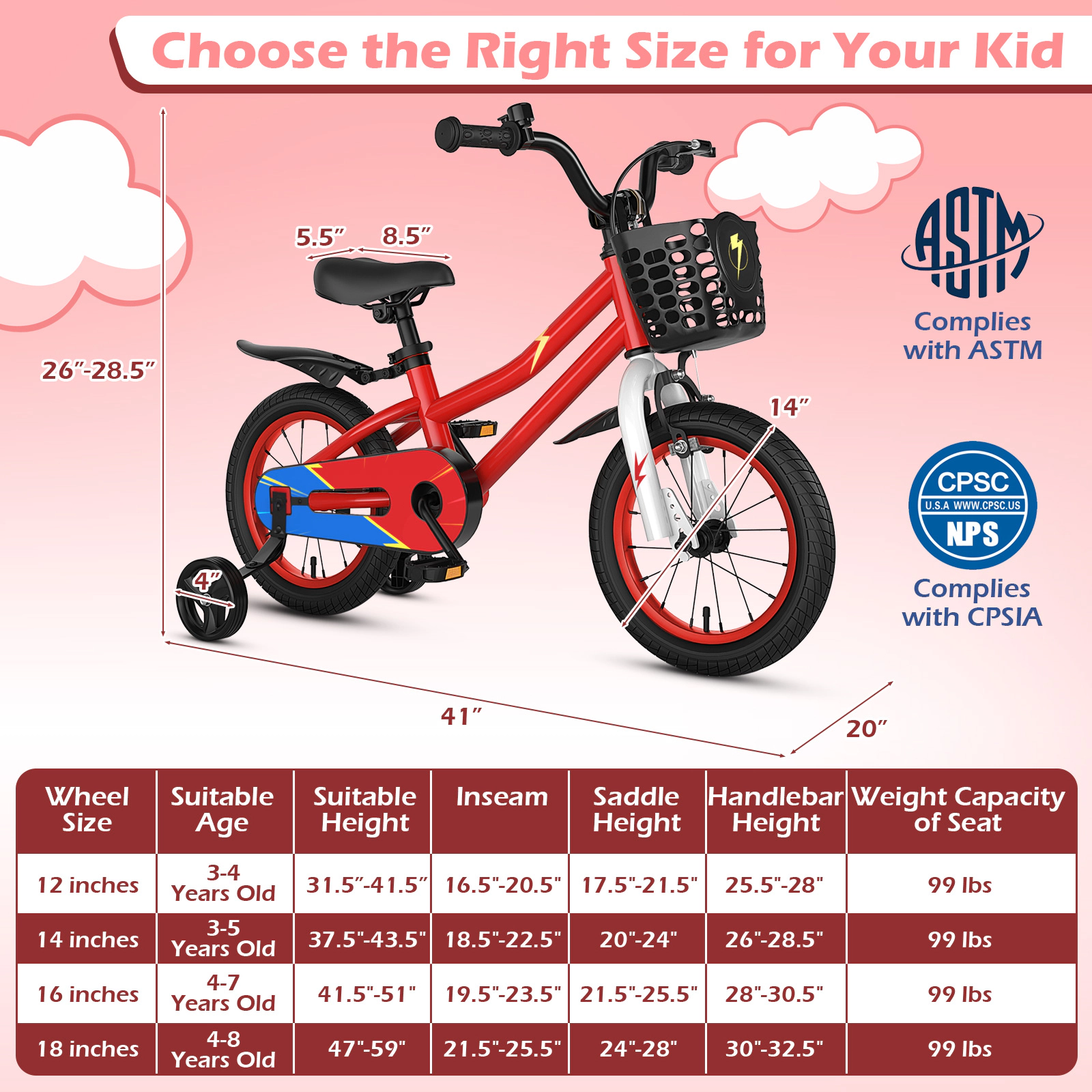 LJG 14 Inch Kids Bike Red with Pink Helmet Protective Set