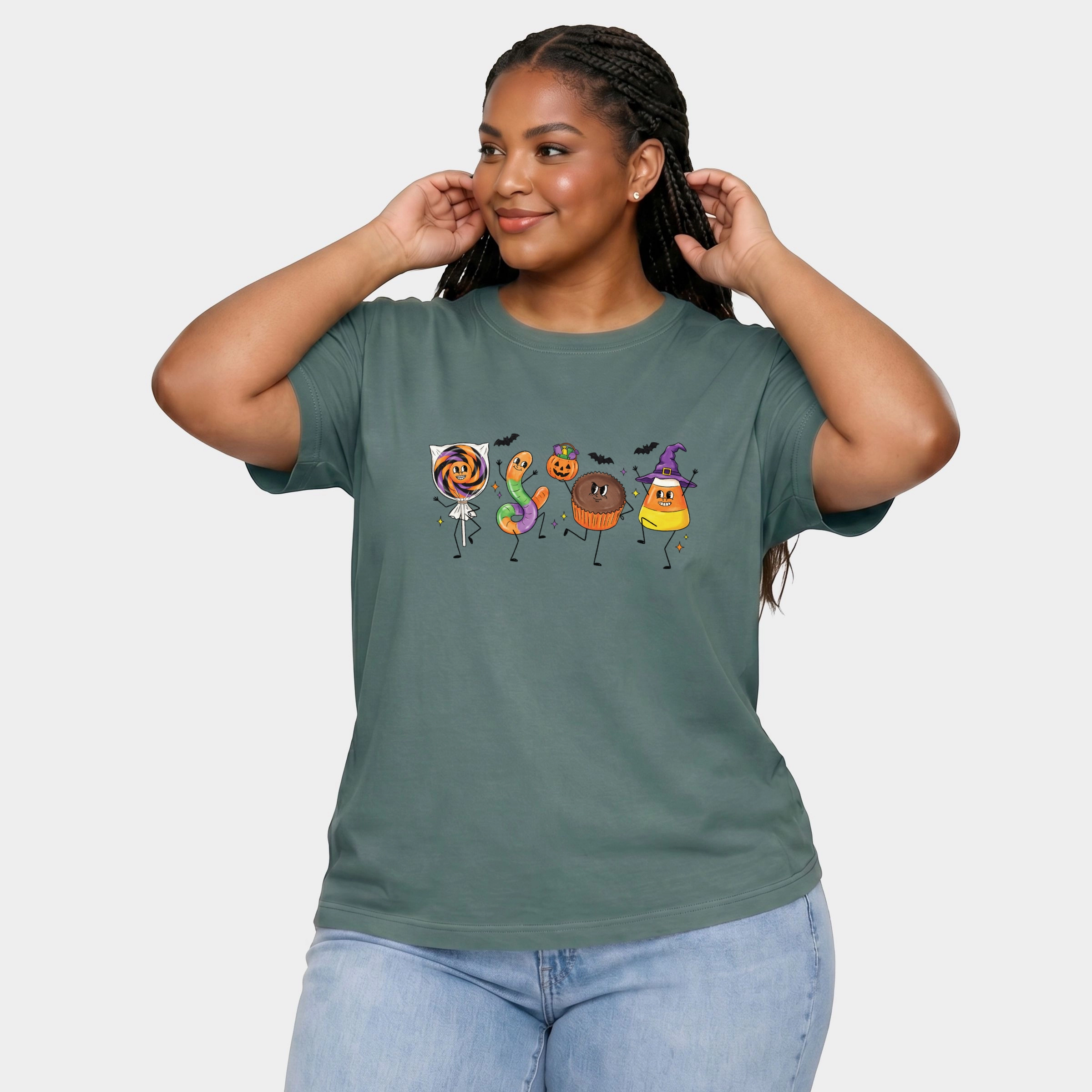 Simply Sage Market - Women's Plus Sized Garment Dyed Graphic T-Shirt Candy Stick Figures