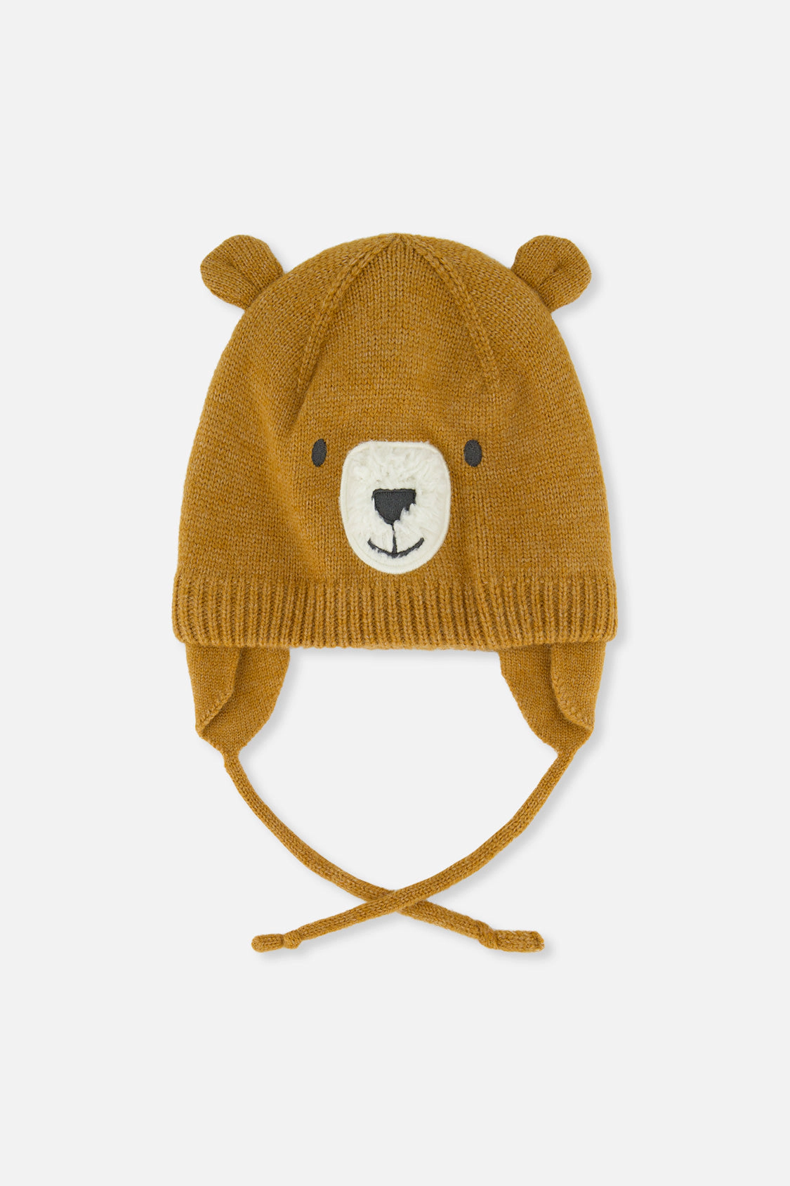 Deux par Unisex Bear Winter Knit Hat with Ear Flaps and Ears