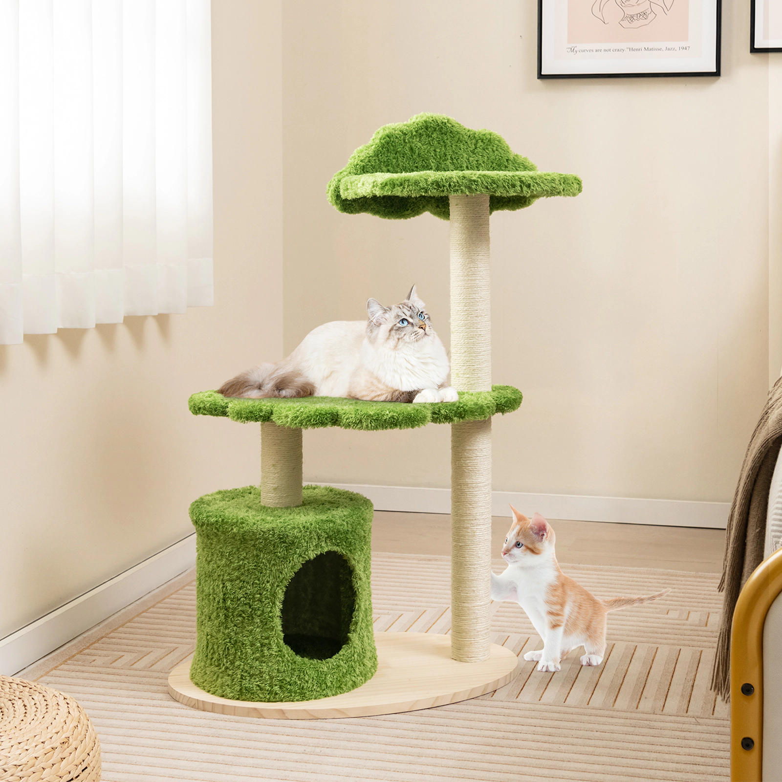 SlickBlue Compact Cat Tower with Rotating Platform and Cat Condo