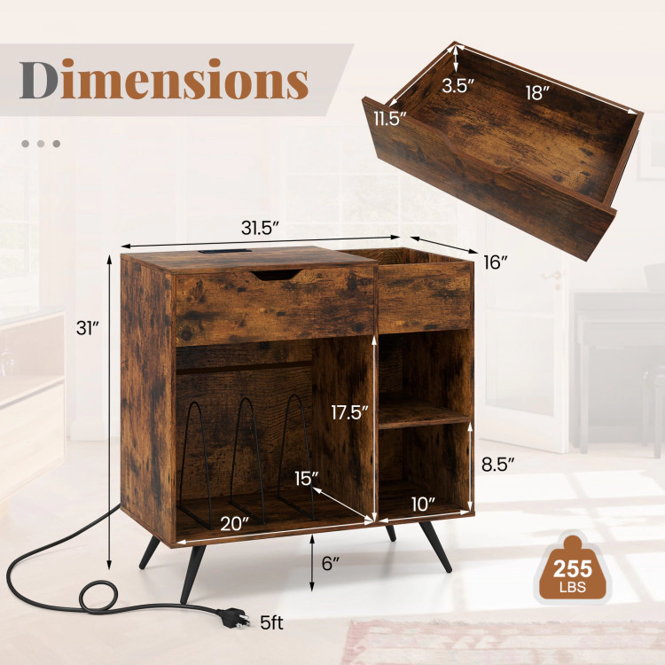 Hivvago Turntable Storage Stand with Built-In Power Station