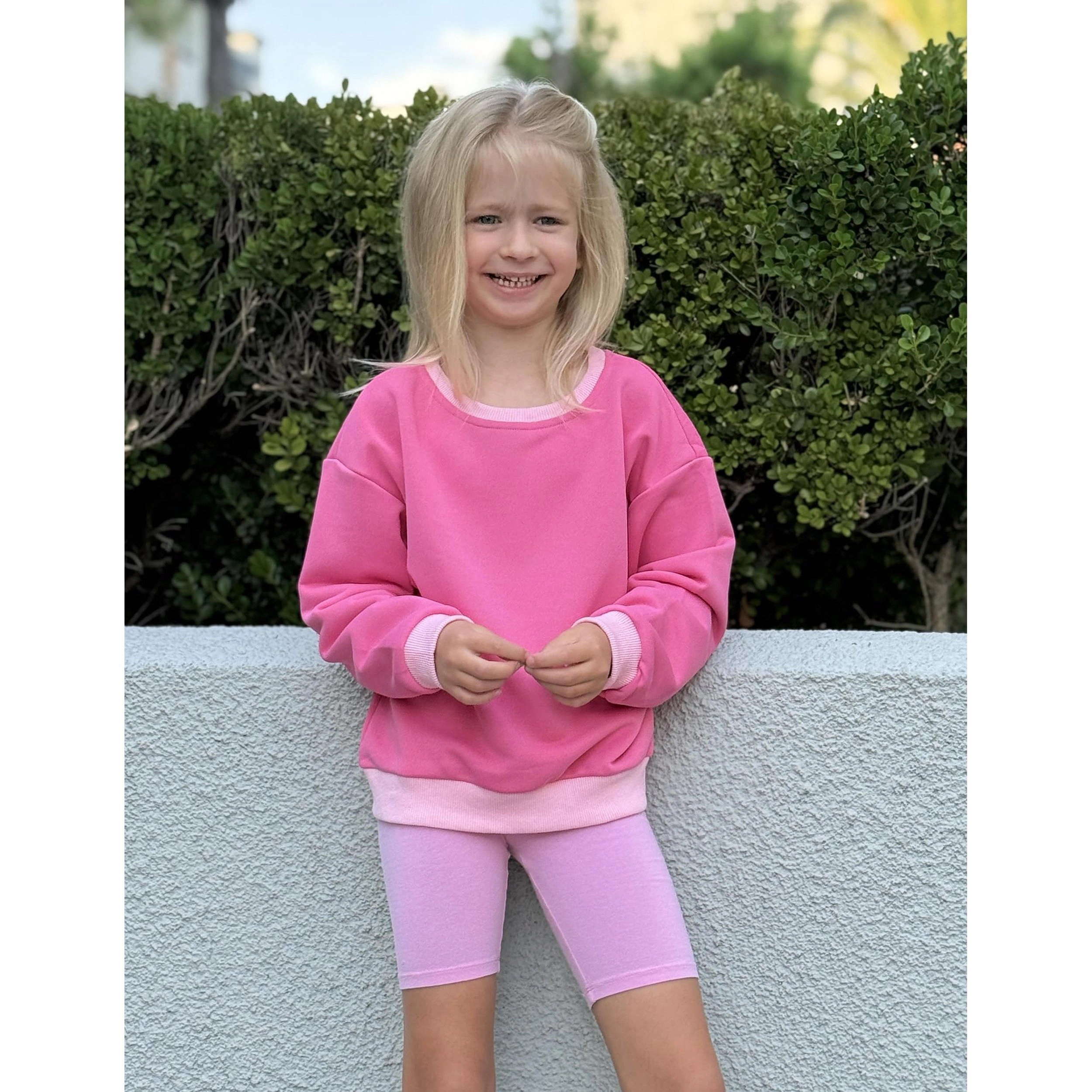 Arshiner Girl's Drop Shoulder Color Block Crewneck Long Sleeve Sweatshirt