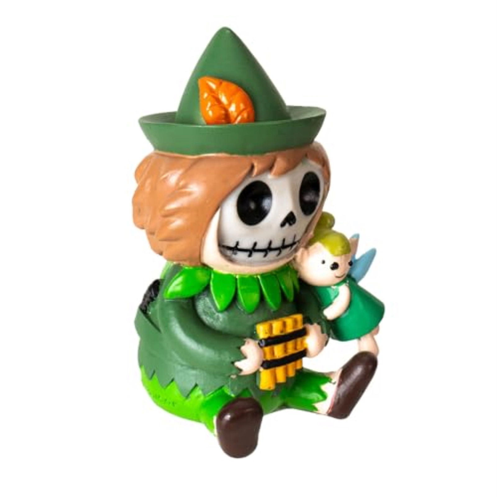 Pacific Giftware Peter Pan Furrybones Figurine Skeleton Figurine in Peter Pan Costume with Tiny Fairy 3.38 Tall