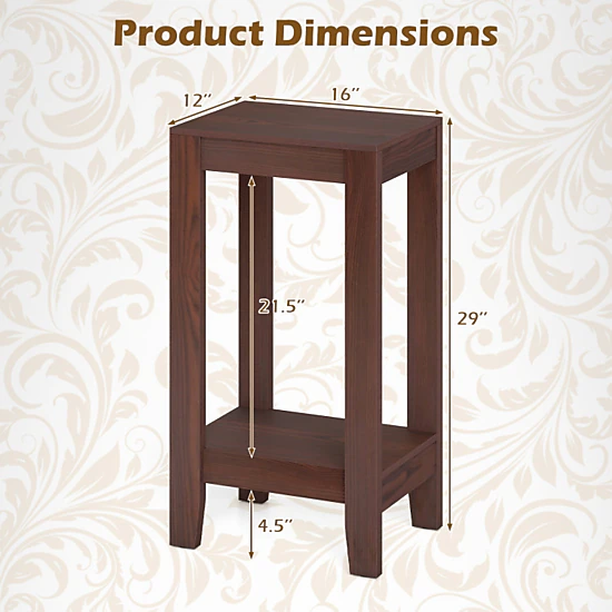 Hivvago Set Of 2 Versatile 2-Tier End Table With Storage Shelf