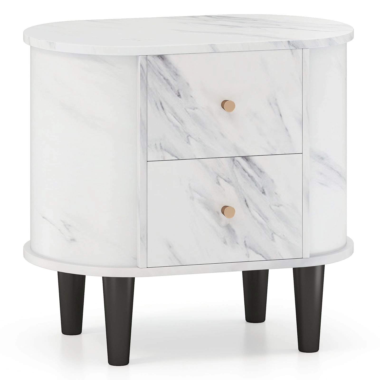 SlickBlue 2-Drawer Faux Marble Nightstand Bedside Table