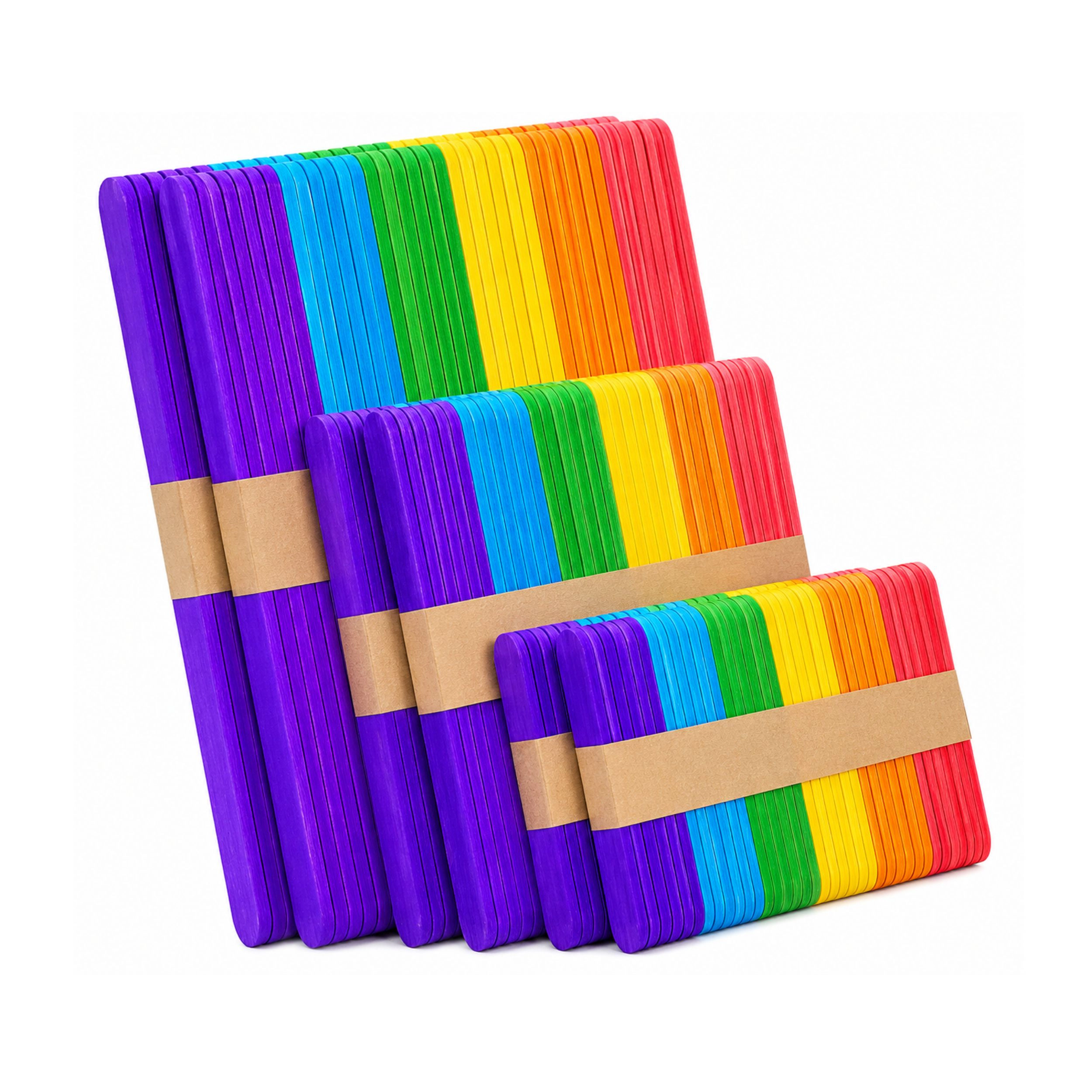 Stock Preferred Pack of 300 Wooden Craft Sticks Set 3 Sizes Popsicle for DIY Crafts