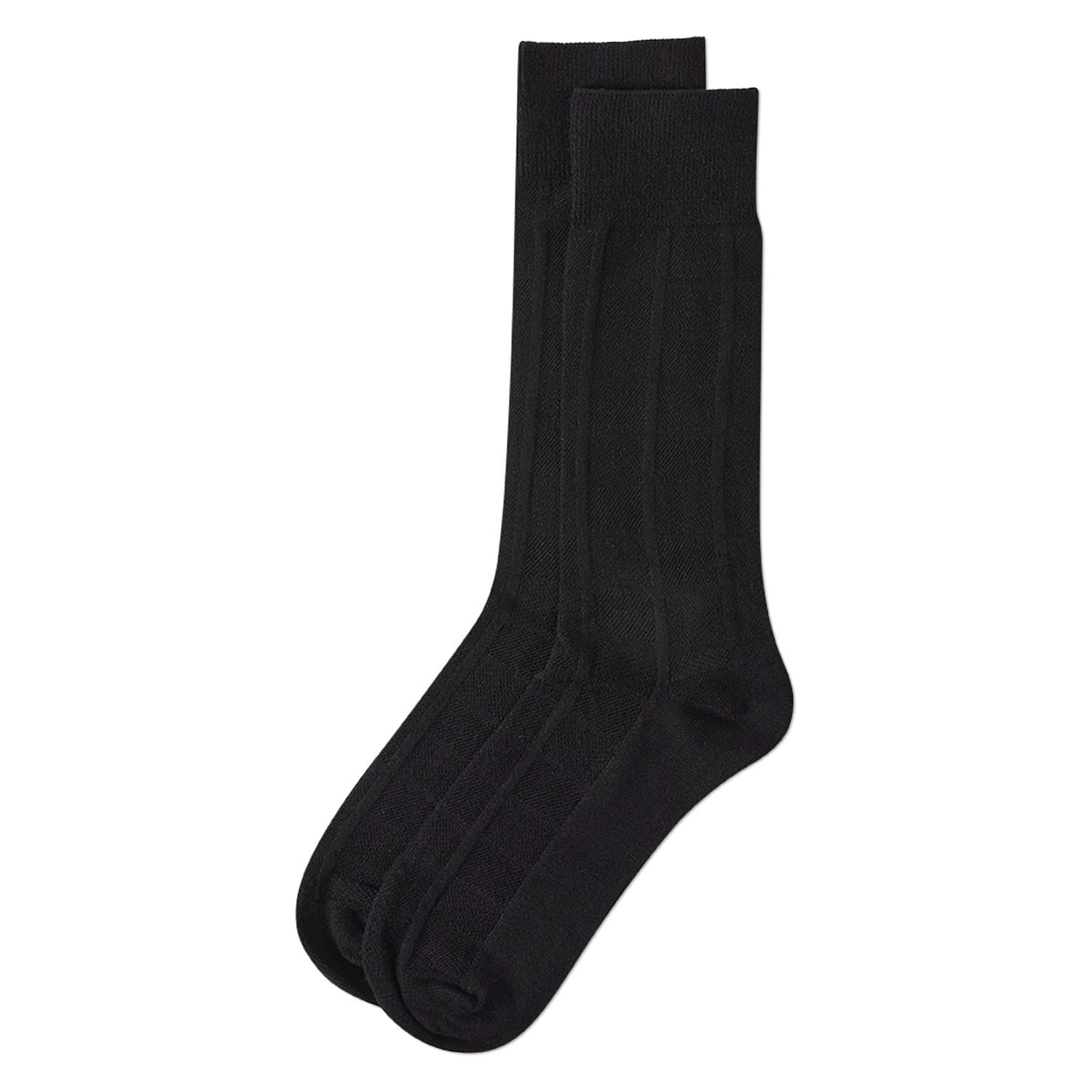 Memoi Men's Bamboo Blend Solid Plaid Crew Socks