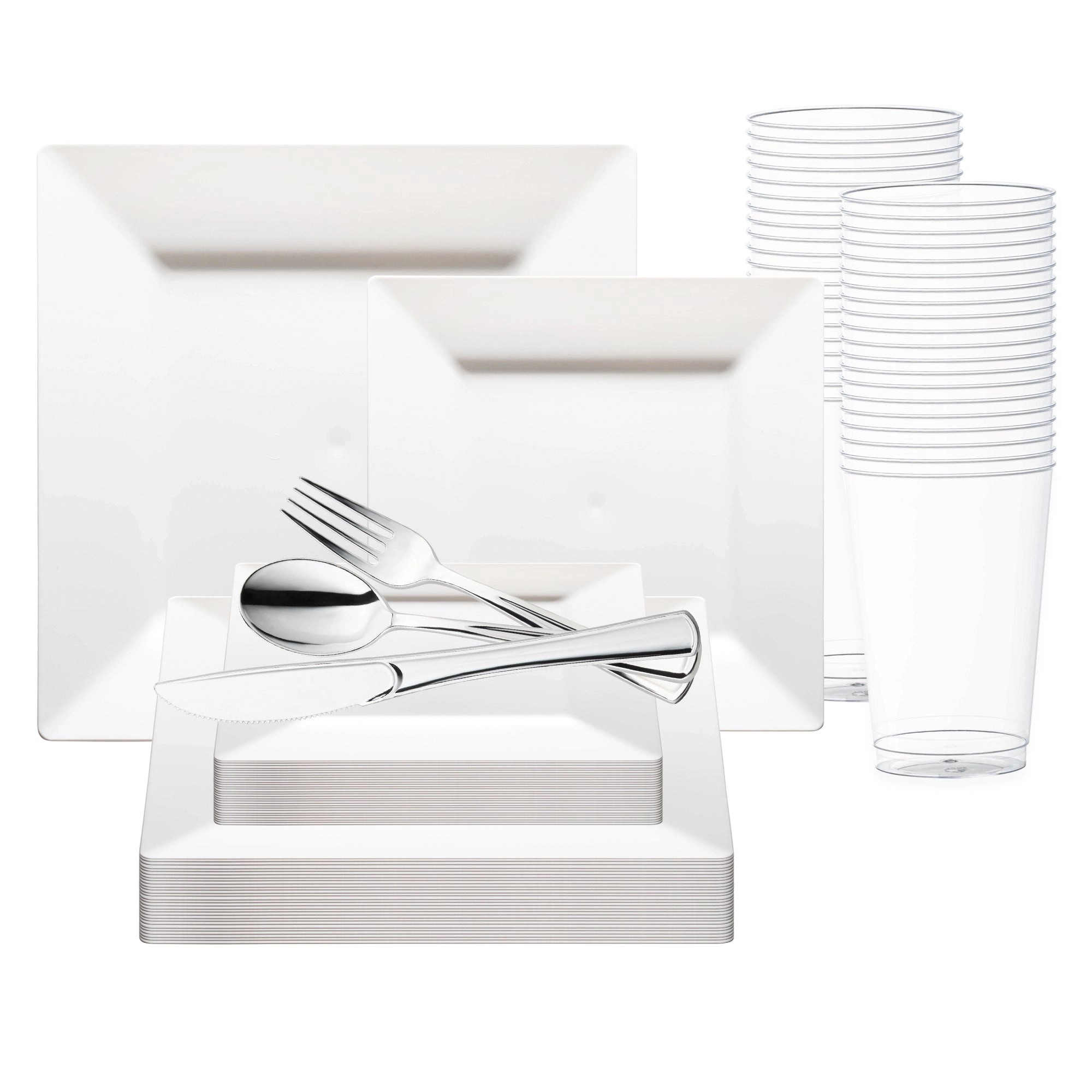 Smarty Had A Party White Square Plastic Wedding Value Set
