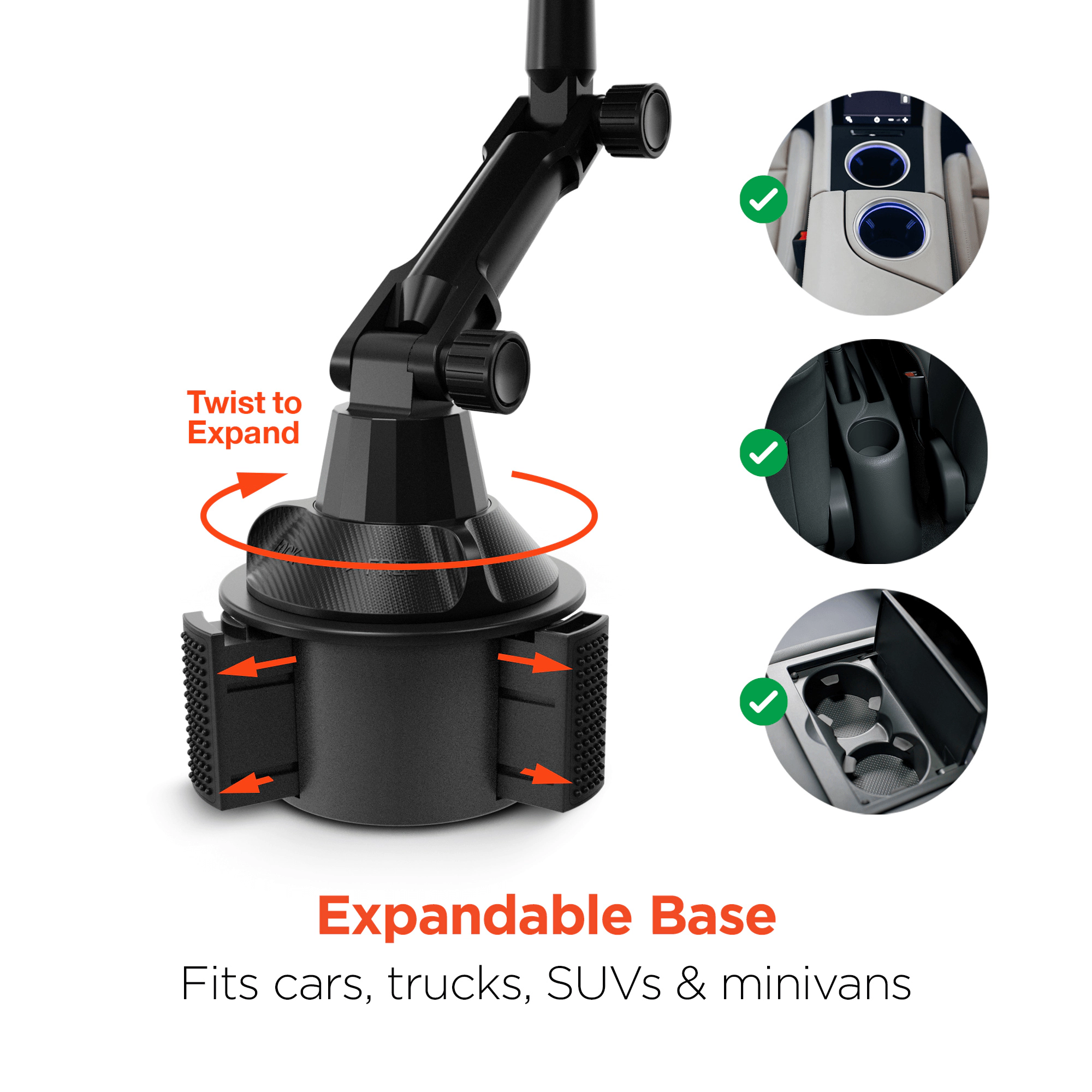 HyperGear Car Caddy Cup Holder Swivel Tray with Phone Mount