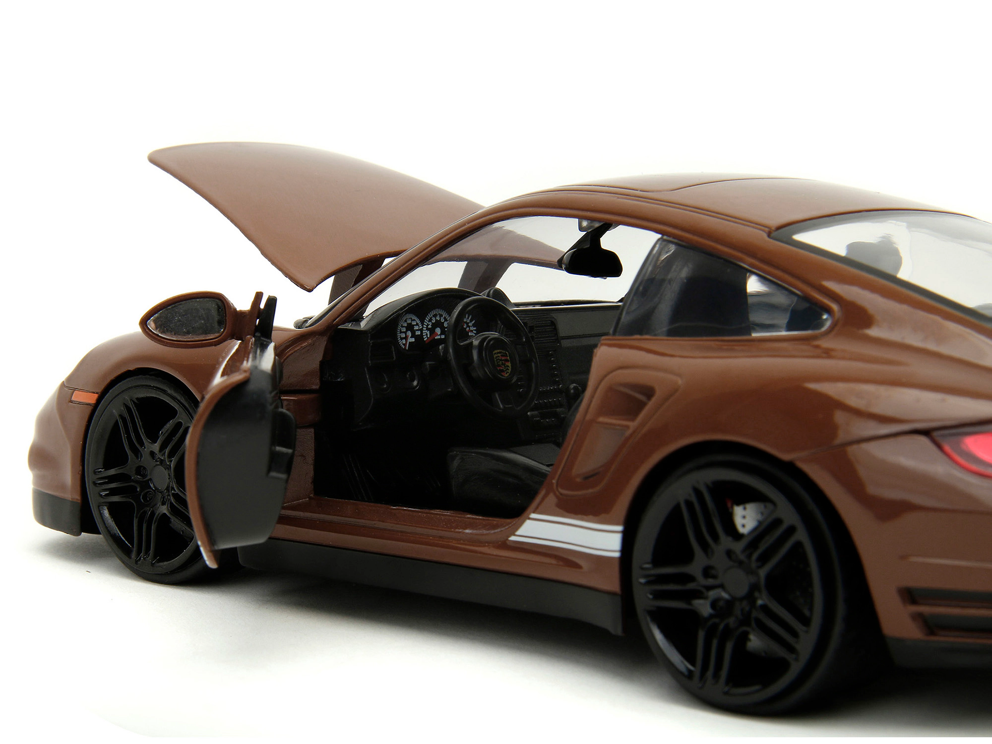 Jada Collectible Porsche 911 Turbo Brown And M&M Diecast Figure "M&M'S" "Hollywood Rides" Series 1/24 Model