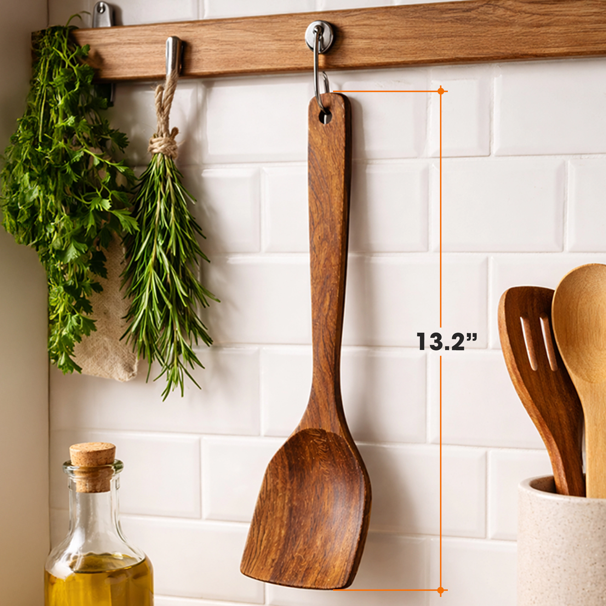 Cheer Collection Teak Wood Cooking Spatula for Nonstick Cookware