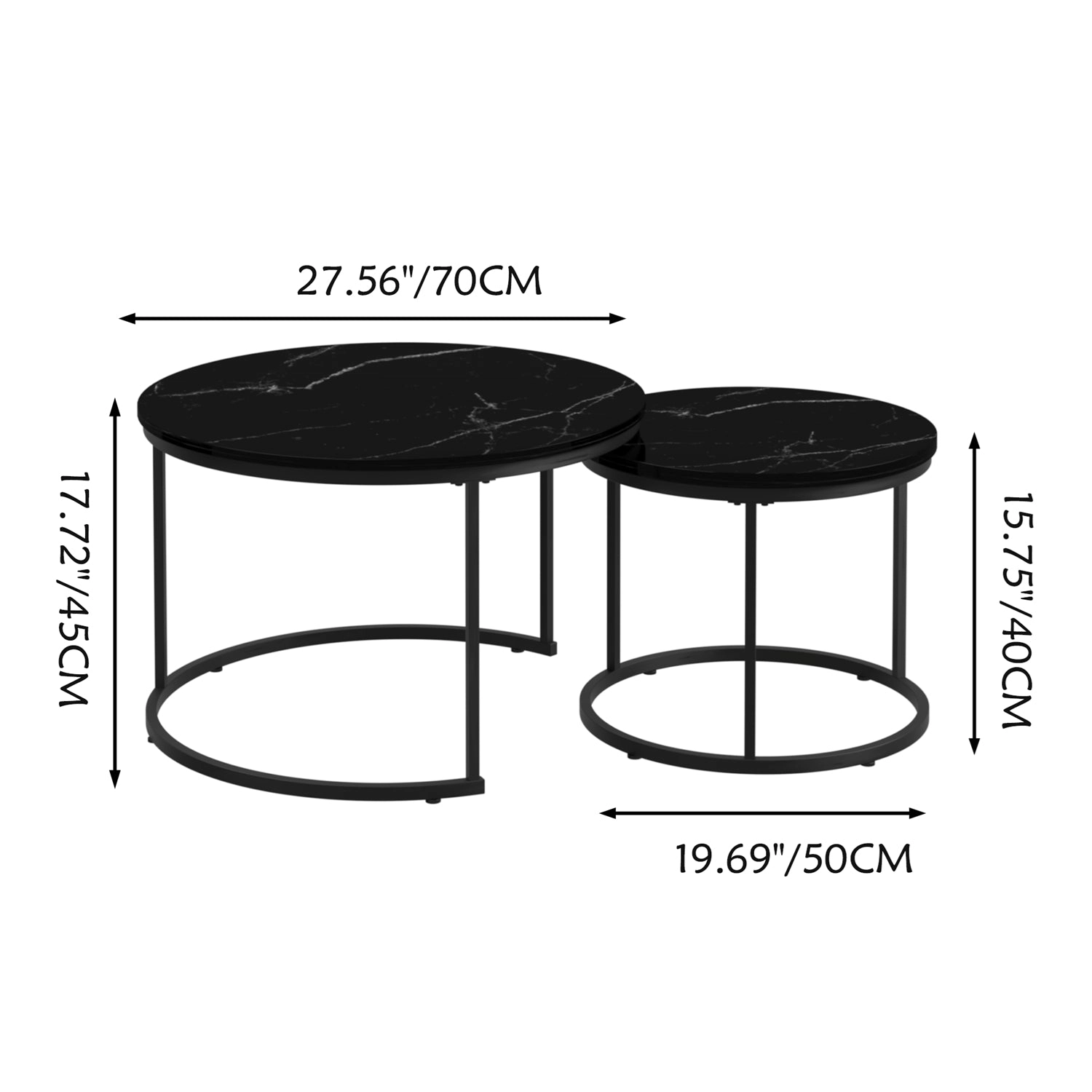 GBruno 2-Piece Nesting Coffee Table Set Round