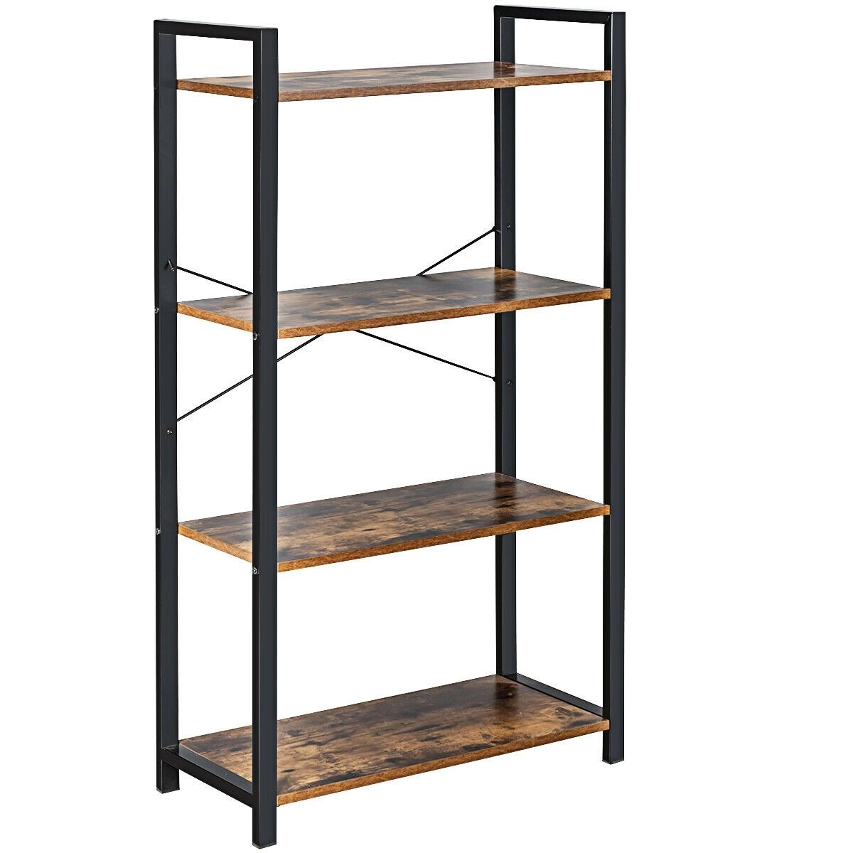 SlickBlue Modern 4-Tier Ladder Shelf with Iron Frame and Storage
