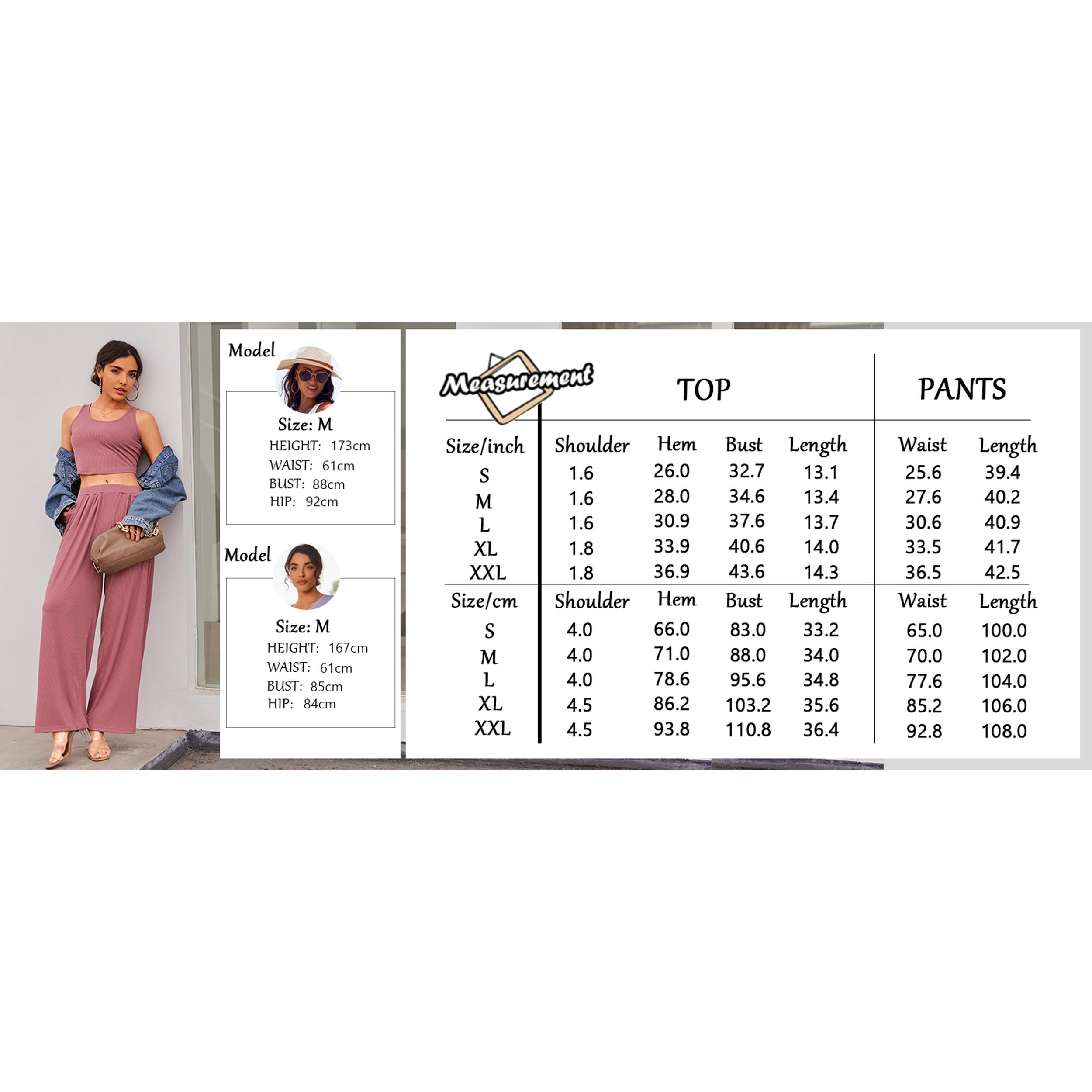 Ekouaer Women's Pajamas 2 Piece Lounge Set Ribbed Knit Loungewear Sleeveless Tank Top Wide Leg Pants