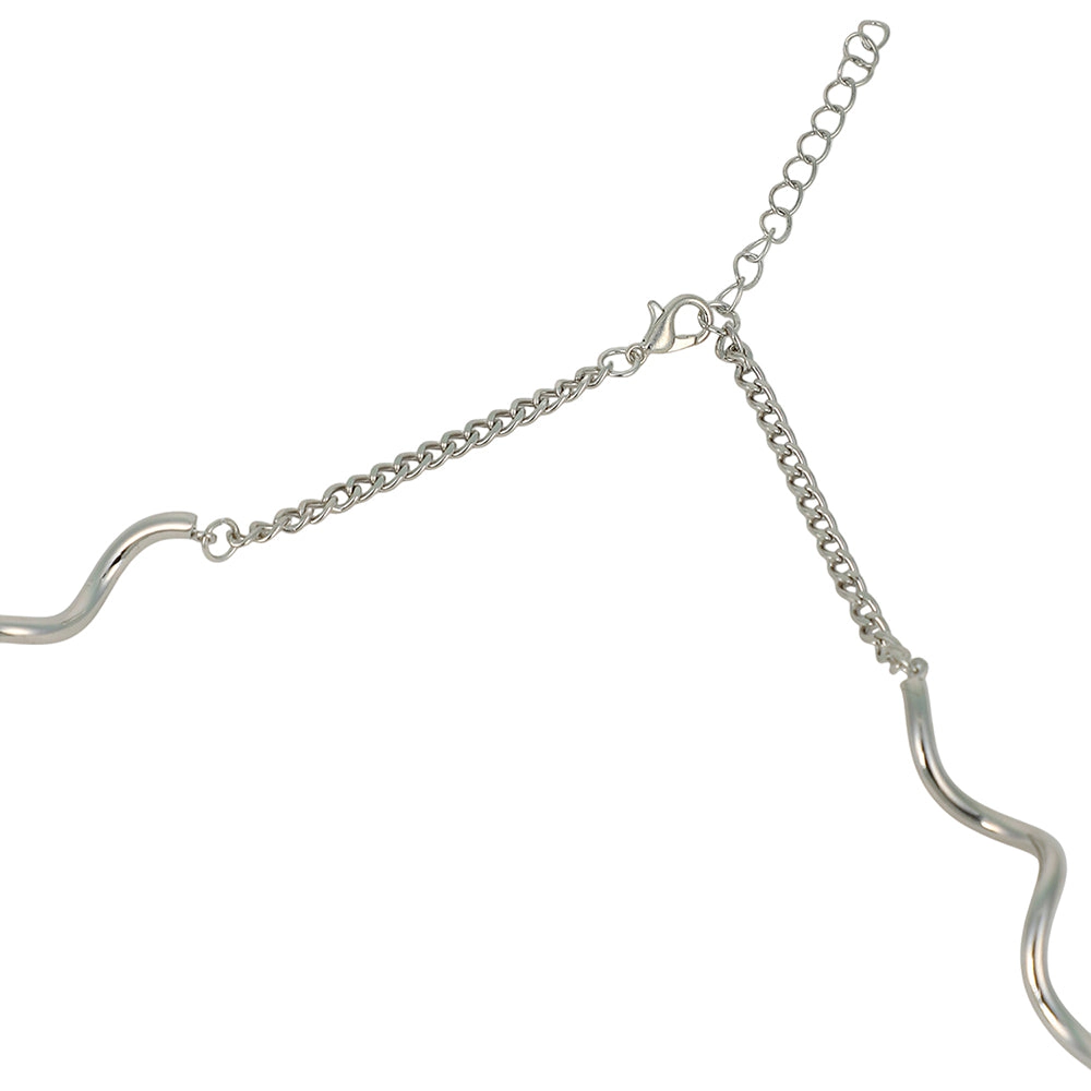 SOHI Women's The Coil-Coeur Collar Necklace - Chrome Silver