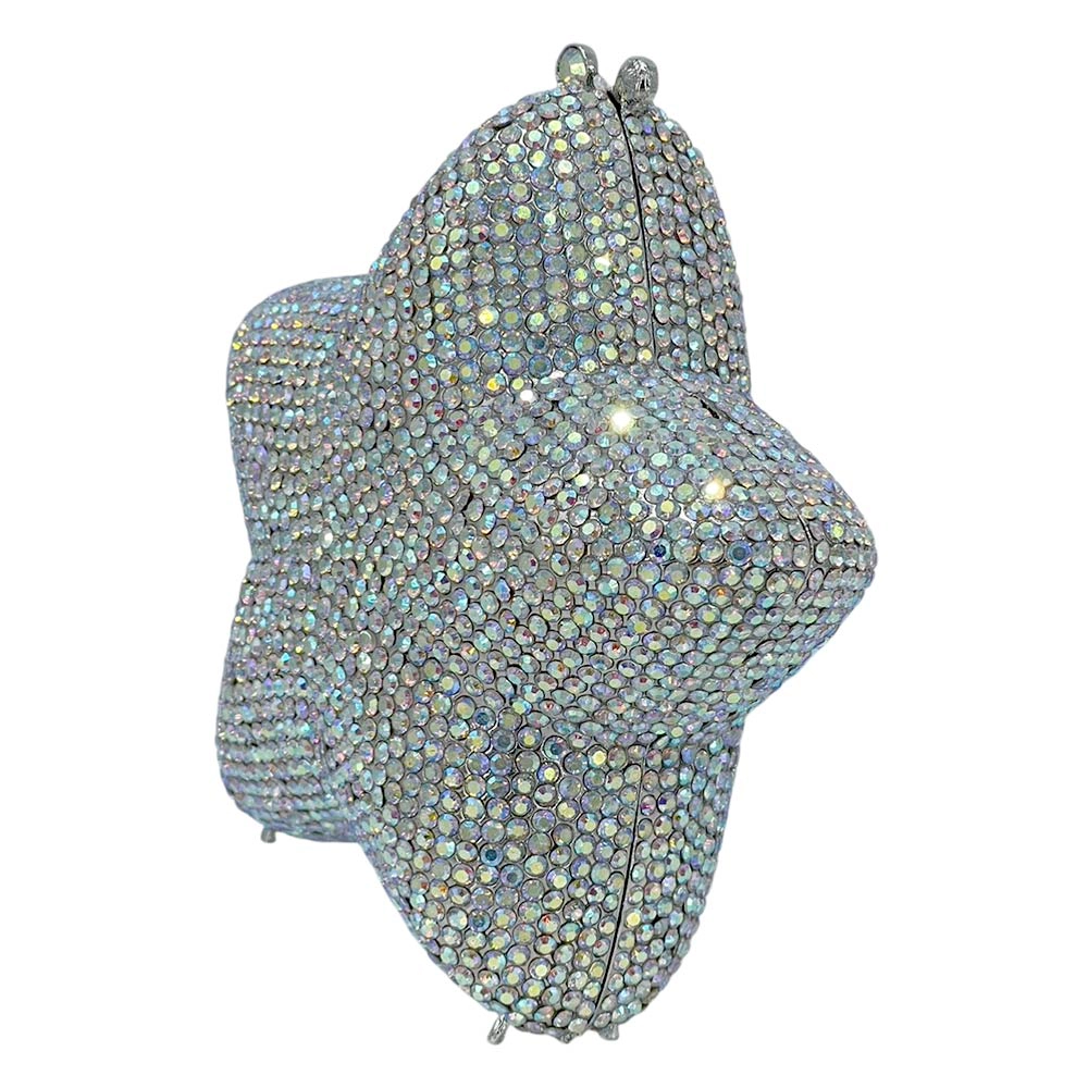 Fashnzfab Crystal Rhinestone Embellished Star Shaped Evening Clutch Shoulder Bag