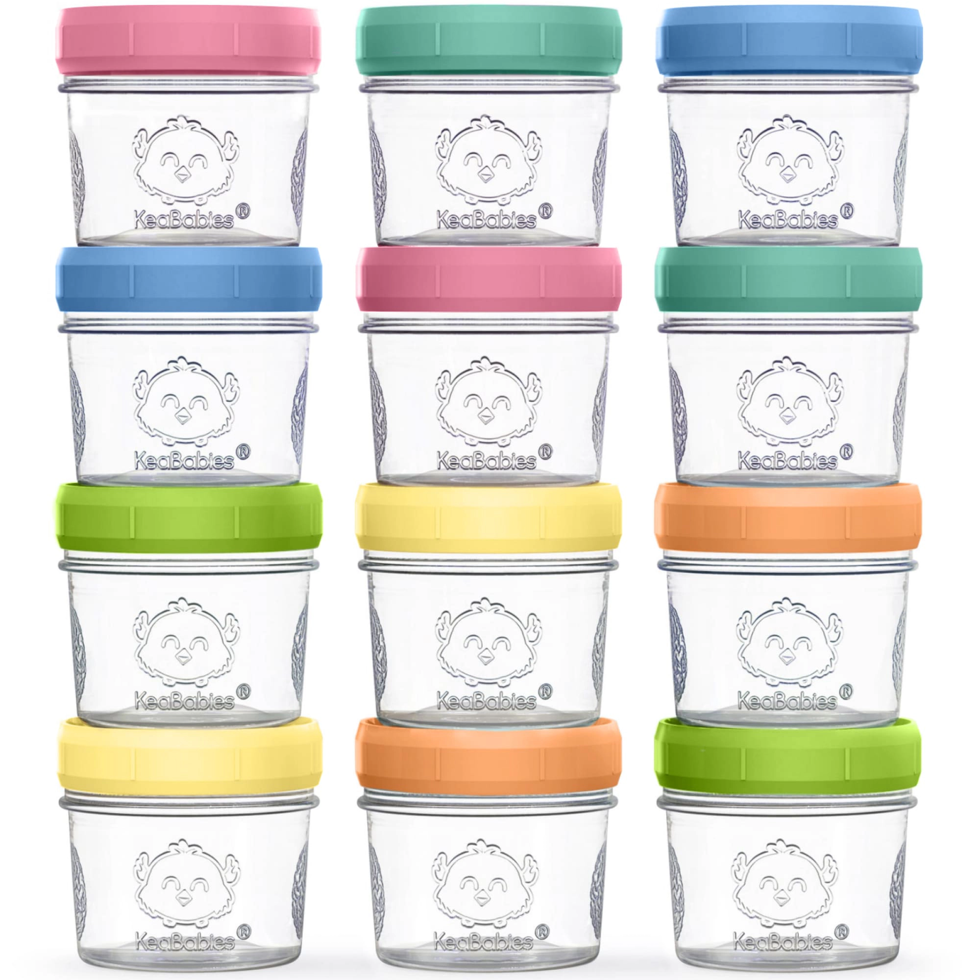 KeaBabies Prep Jars Baby Food Storage Glass Containers for Boys, Girls
