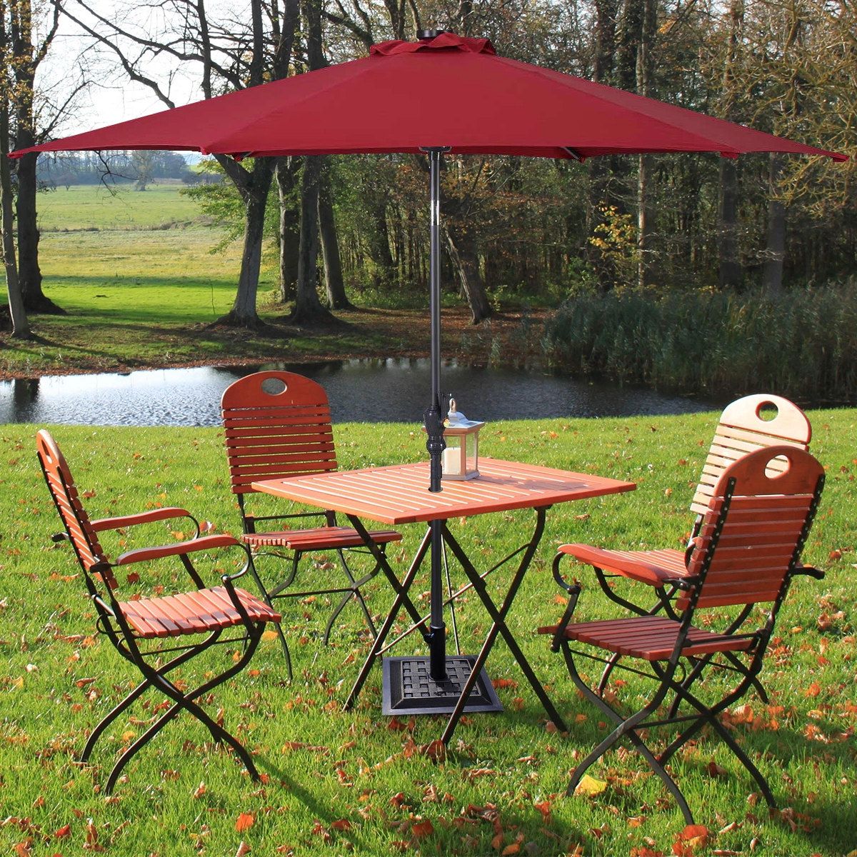 Slickblue Outdoor Market Umbrella Holder Base with Steel Upright, Bronze Square Design