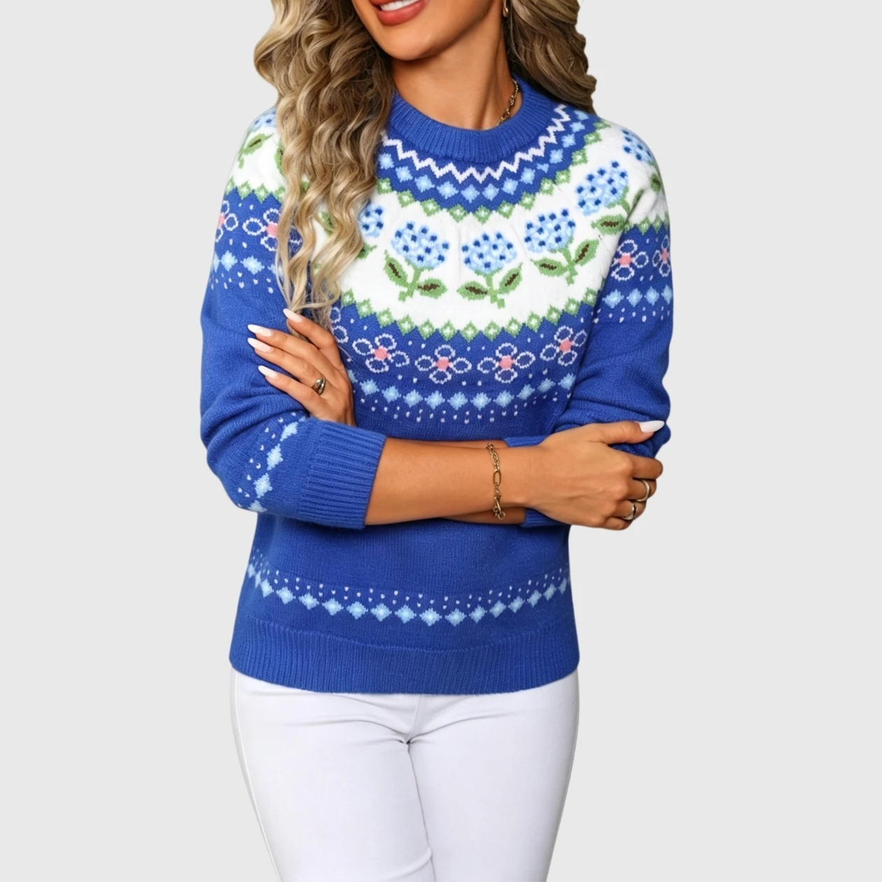 YesFashion Women's Vintage Fair Isle Pullover Sweater Lightweight Christmas Knit Tops