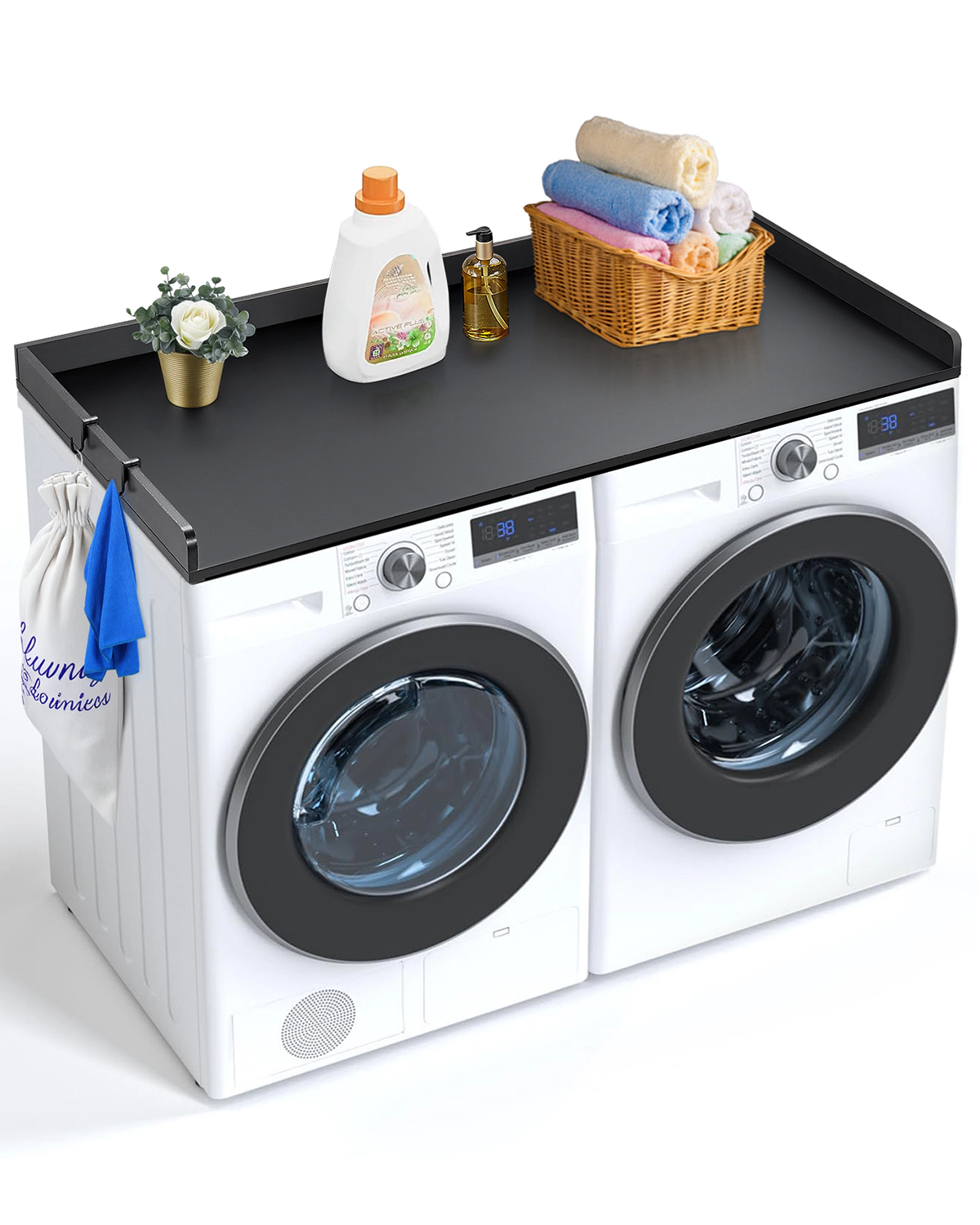 HONGGE Washer Dryer Countertop 54" x 27" Wooden Washer and Dryer Countertop Water-Resistant Laundry Machine Topper