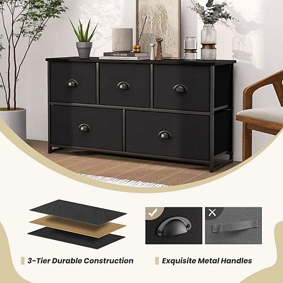SlickBlue 5 Drawer Storage Cabinet with MDF Top and Steel Frame