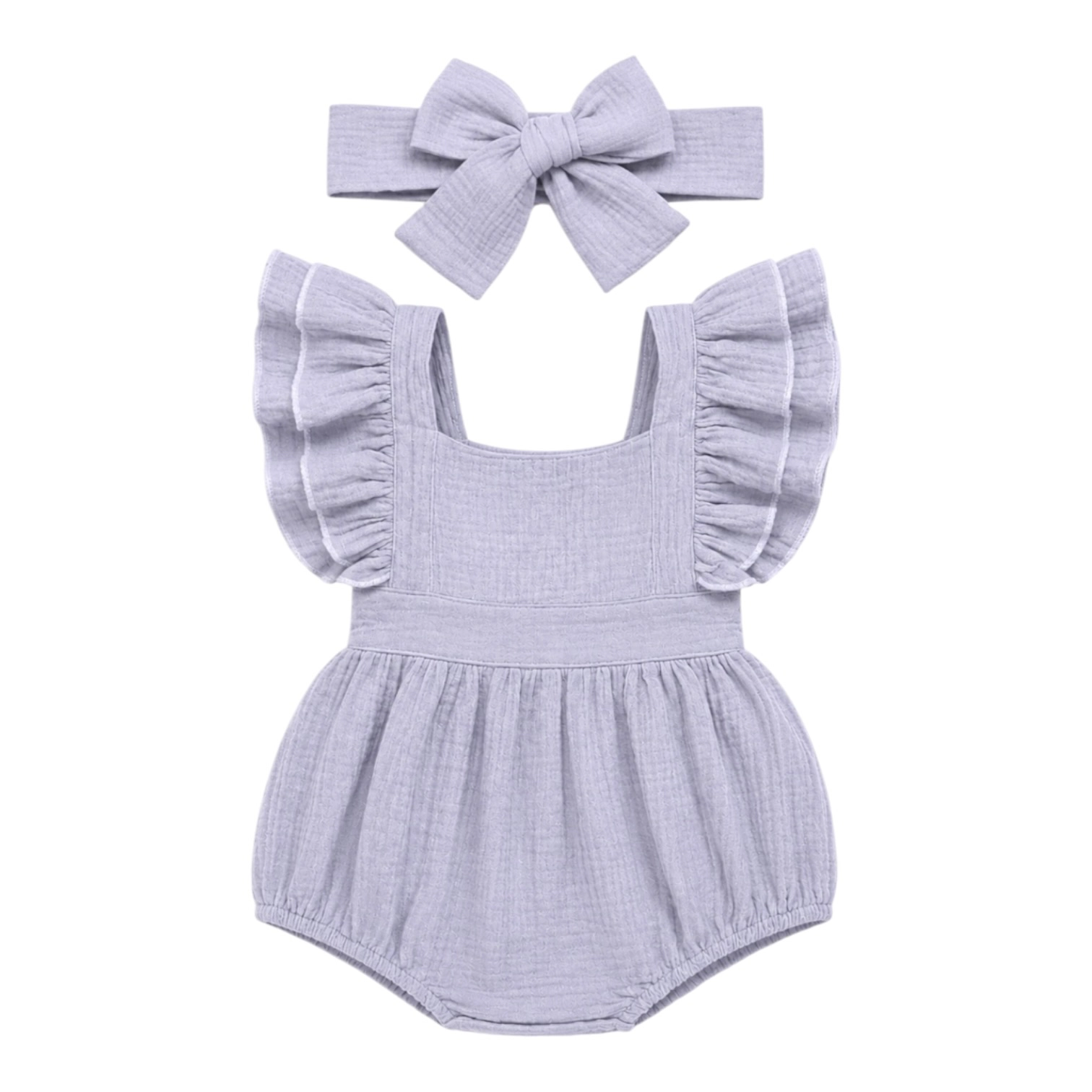 Laurenza's Baby Girls Blue Romper with Headband