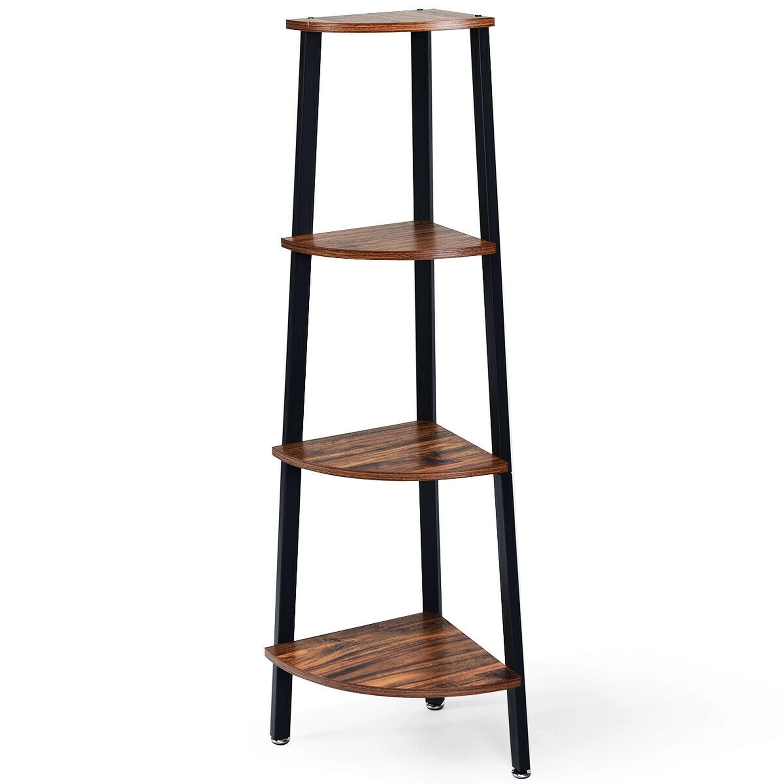 SUGIFT Black 4-Tier Corner Shelf Metal Storage Rack Ladder Bookcase