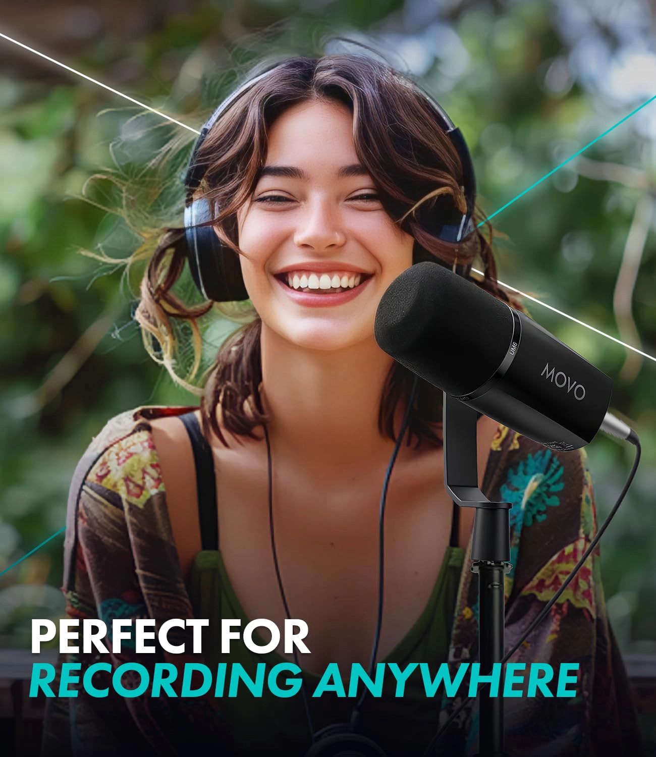 Movo UM6 Dynamic Podcast Microphone with Built-in GainCast Preamp - XLR and USB C Outputs - Studio Mic for Gaming