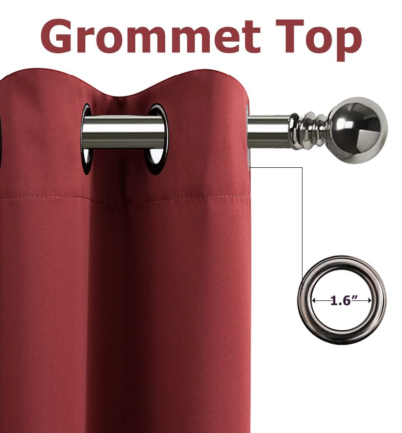 Kate Aurora Burgundy Red 2 Piece Grommet Top Blackout Curtain Panels For Extra Long Windows