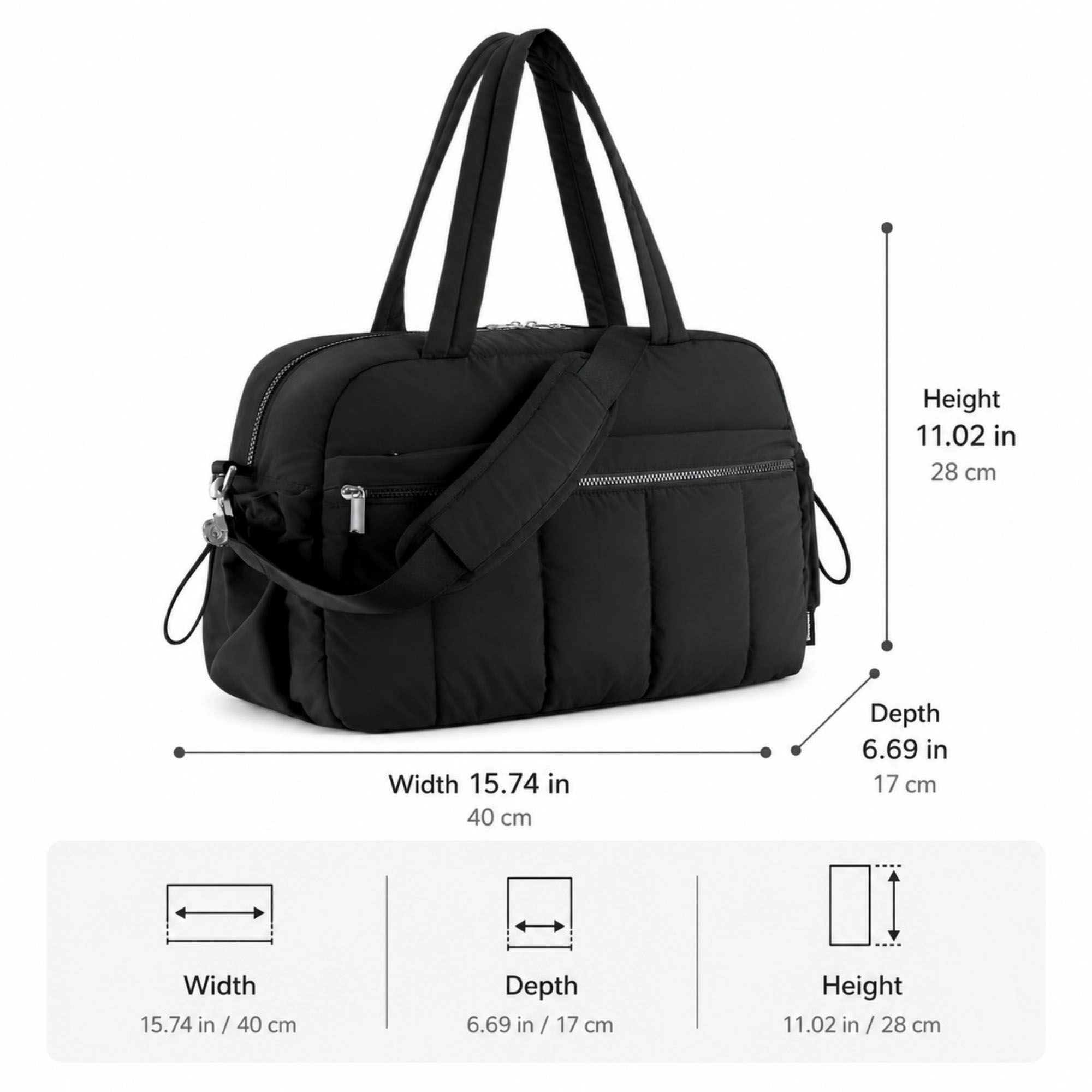 Alilang Women's Nylon Travel Tote Gym Bag with Pockets and Shoulder Handles