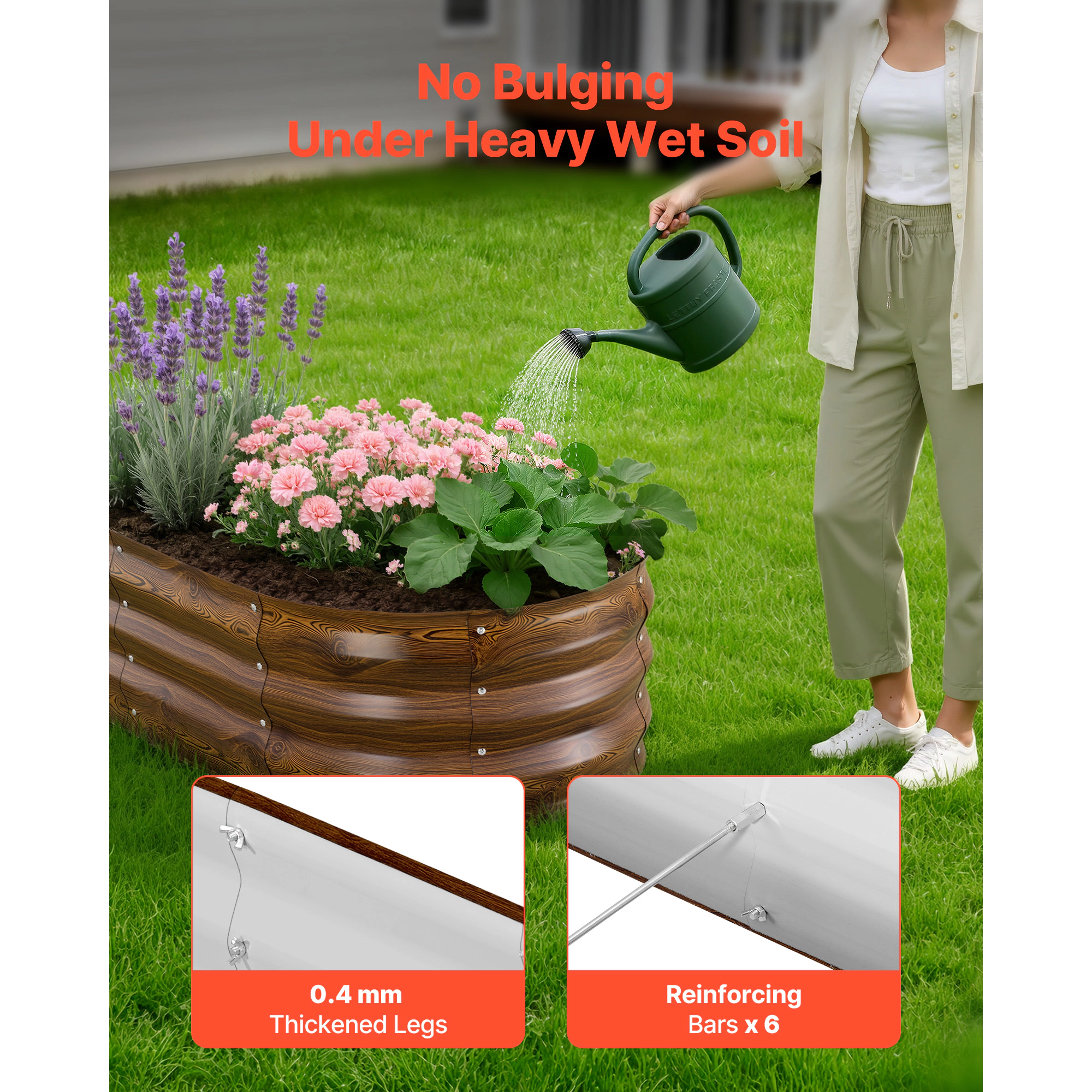 HONGGE Metal Raised Garden Outdoor Galvanized Planter Garden Planter Raised for Vegetables Flowers