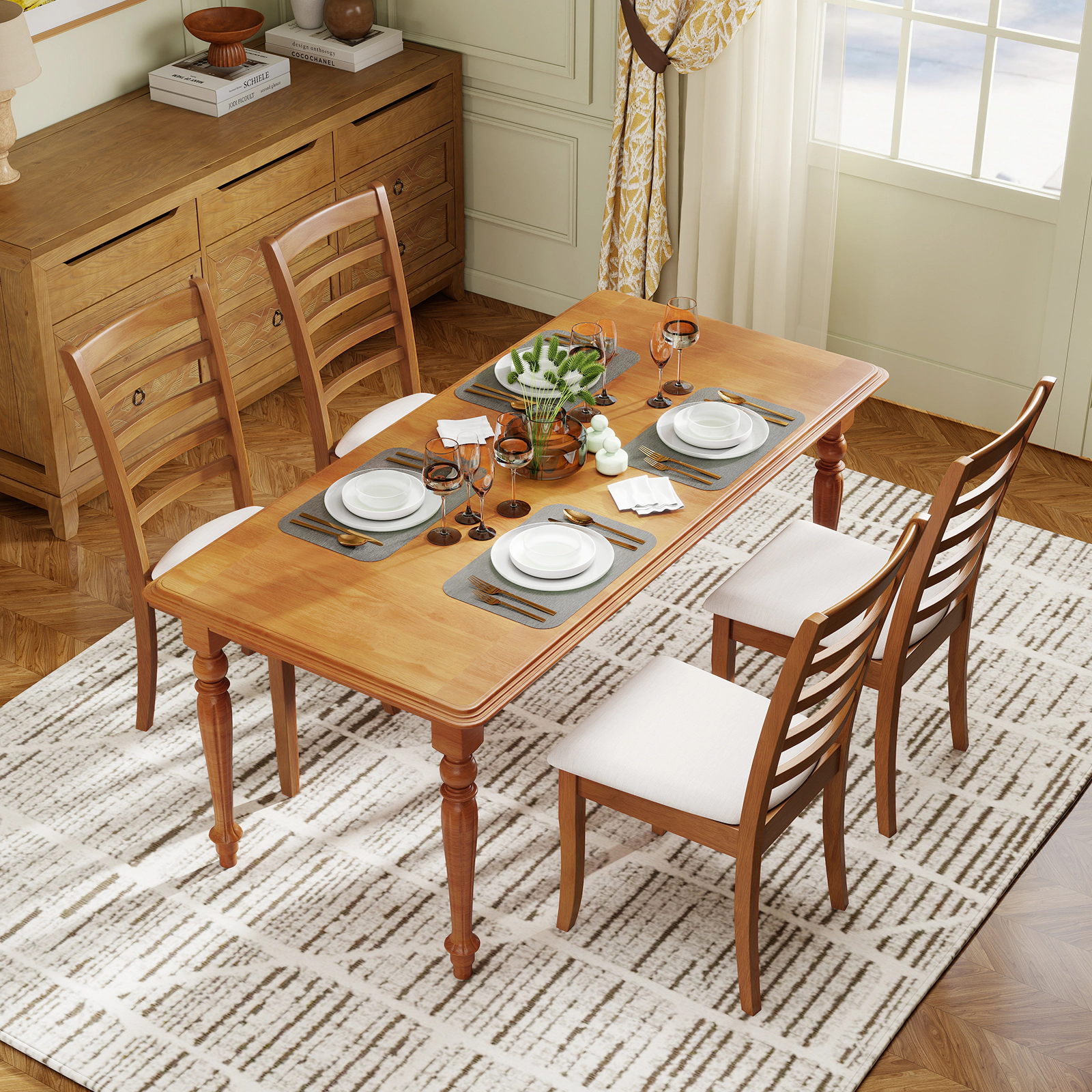 LJG Wooden Dining Chair Set of 2 Modern Upholstered Kitchen Chair