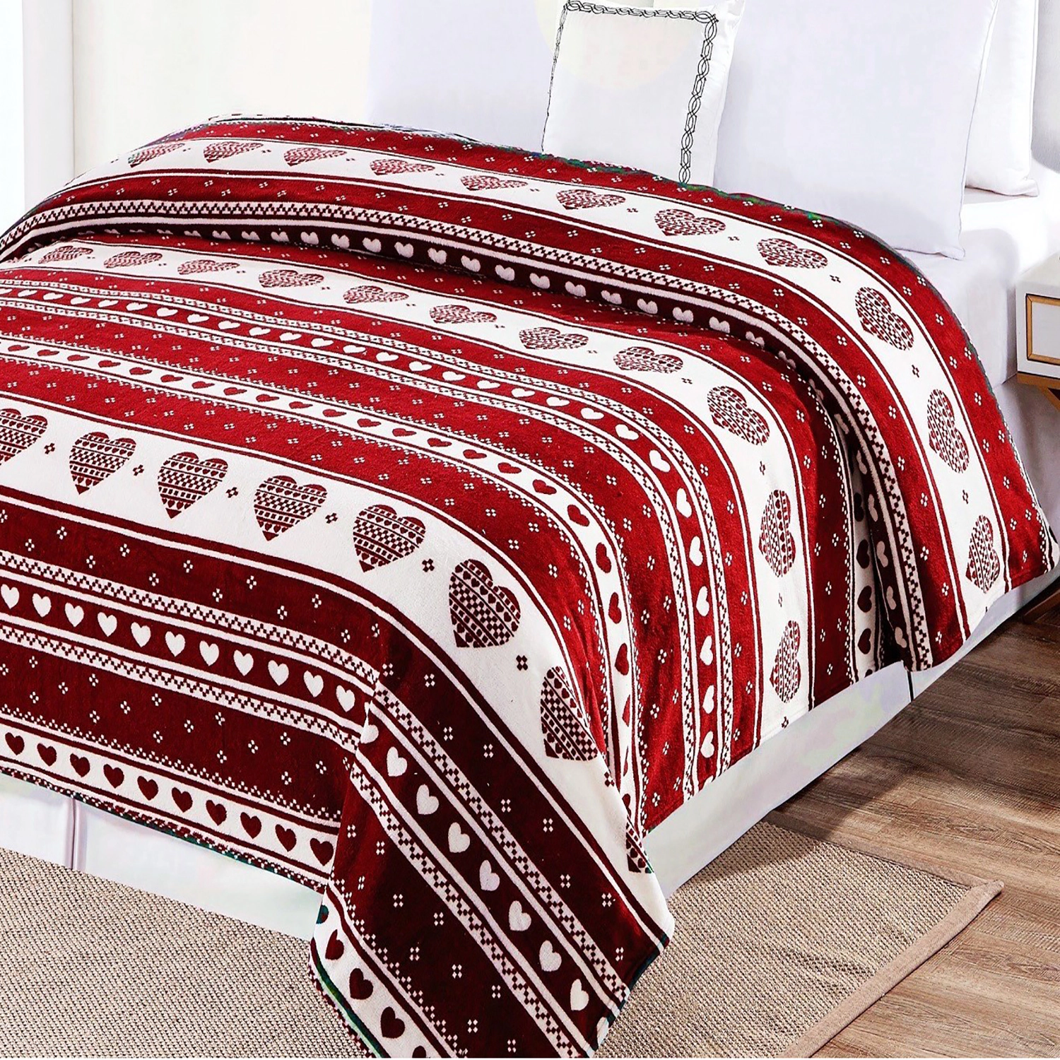 Heartfelt Valentine Micro Plush Blanket Burgundy - Queen 90x90