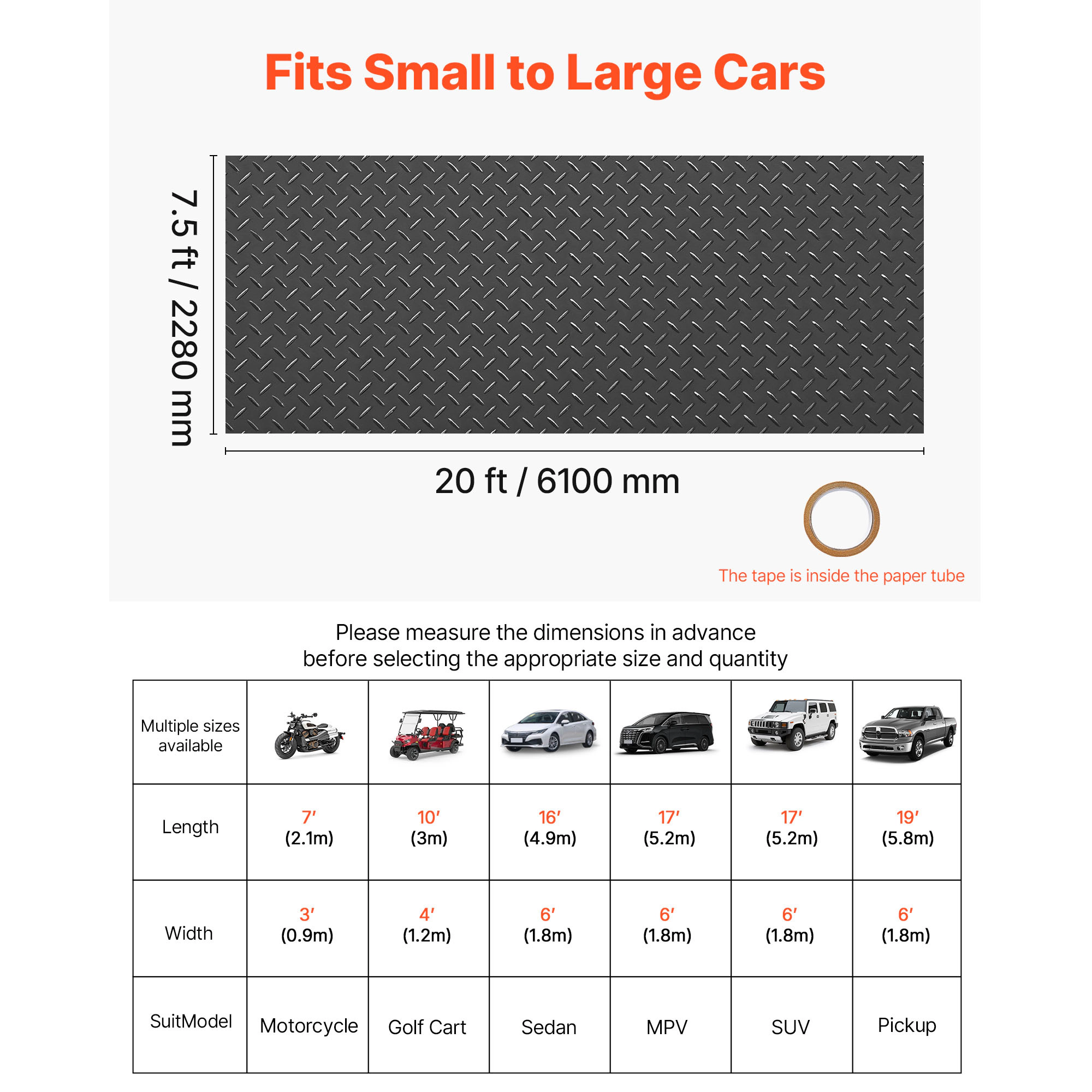 HONGGE Garage Floor Roll Garage Flooring Mat 2.2 mm Thick ened PVC Diamond Plate Floor Protector Mat with Double-sided