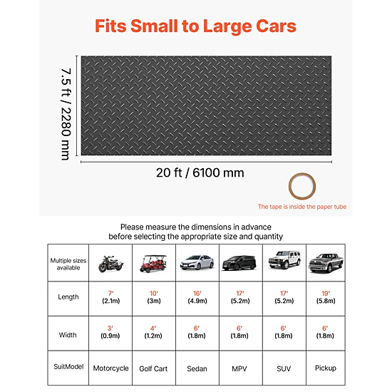 HONGGE Garage Floor Roll Garage Flooring Mat 2.2 mm Thick ened PVC Diamond Plate Floor Protector Mat with Double-sided