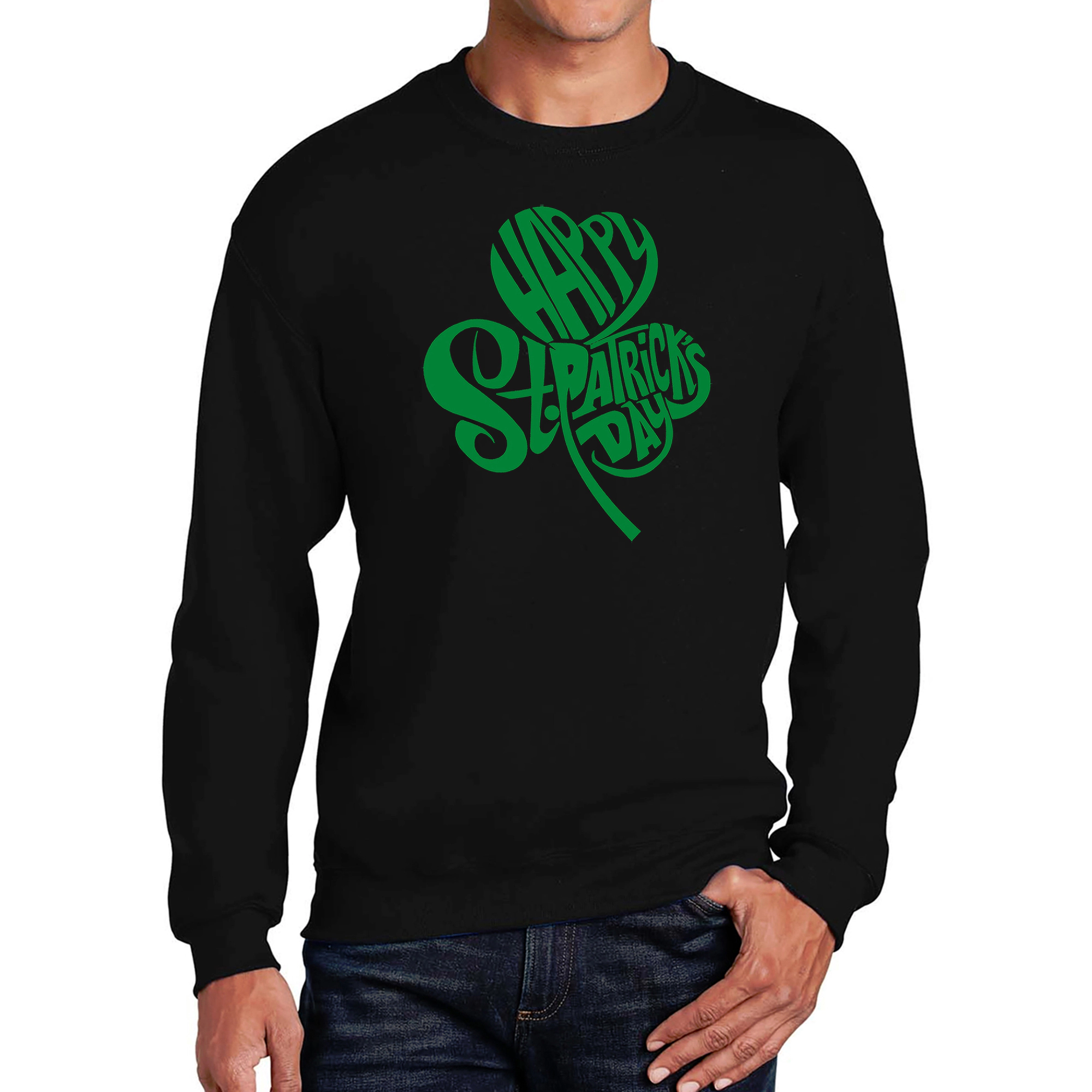 LA Pop Art St. Patricks Day Shamrock - Mens Word Crew Sweatshirt