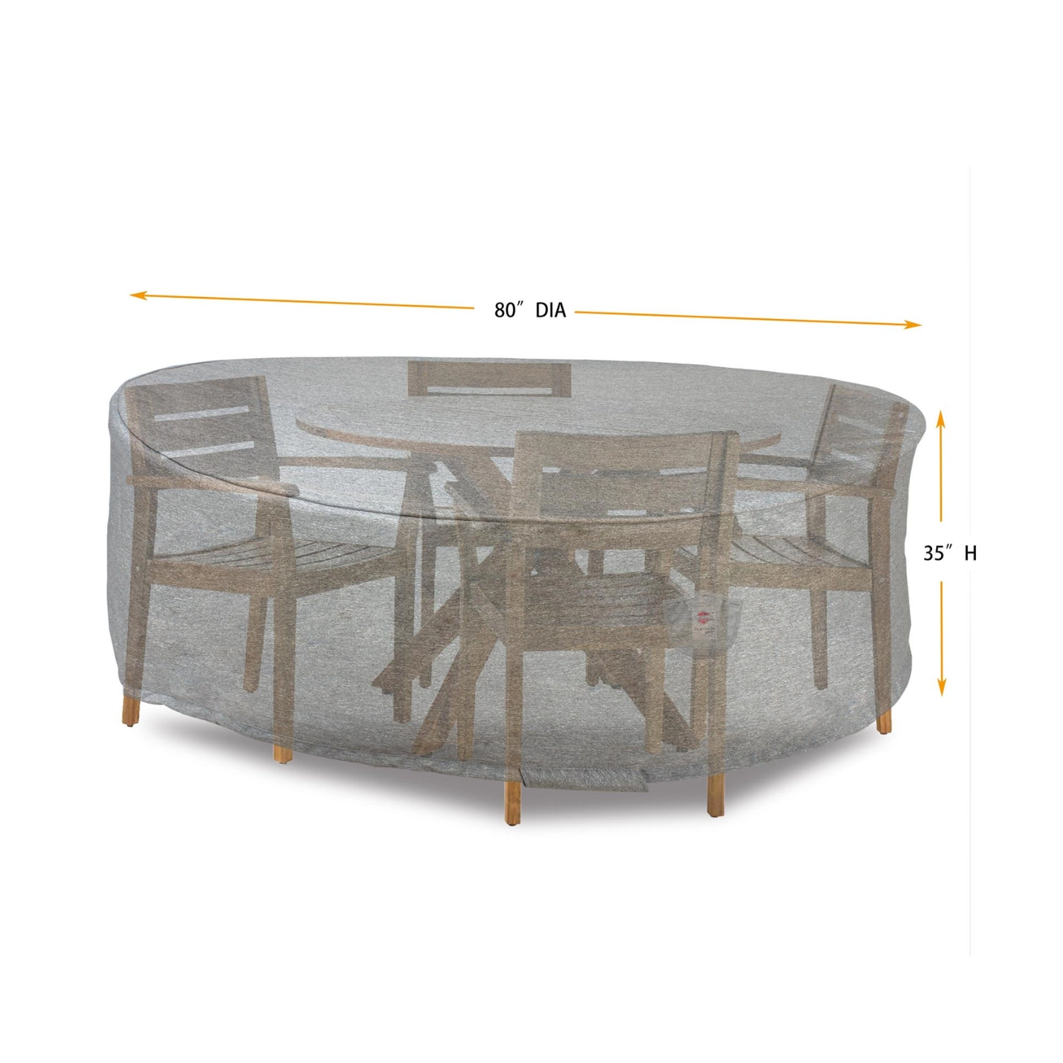 Summerset Shield Platinum 3-Layer Water Resistant Outdoor Dining Set Round Cover - 80x35", Grey Melange