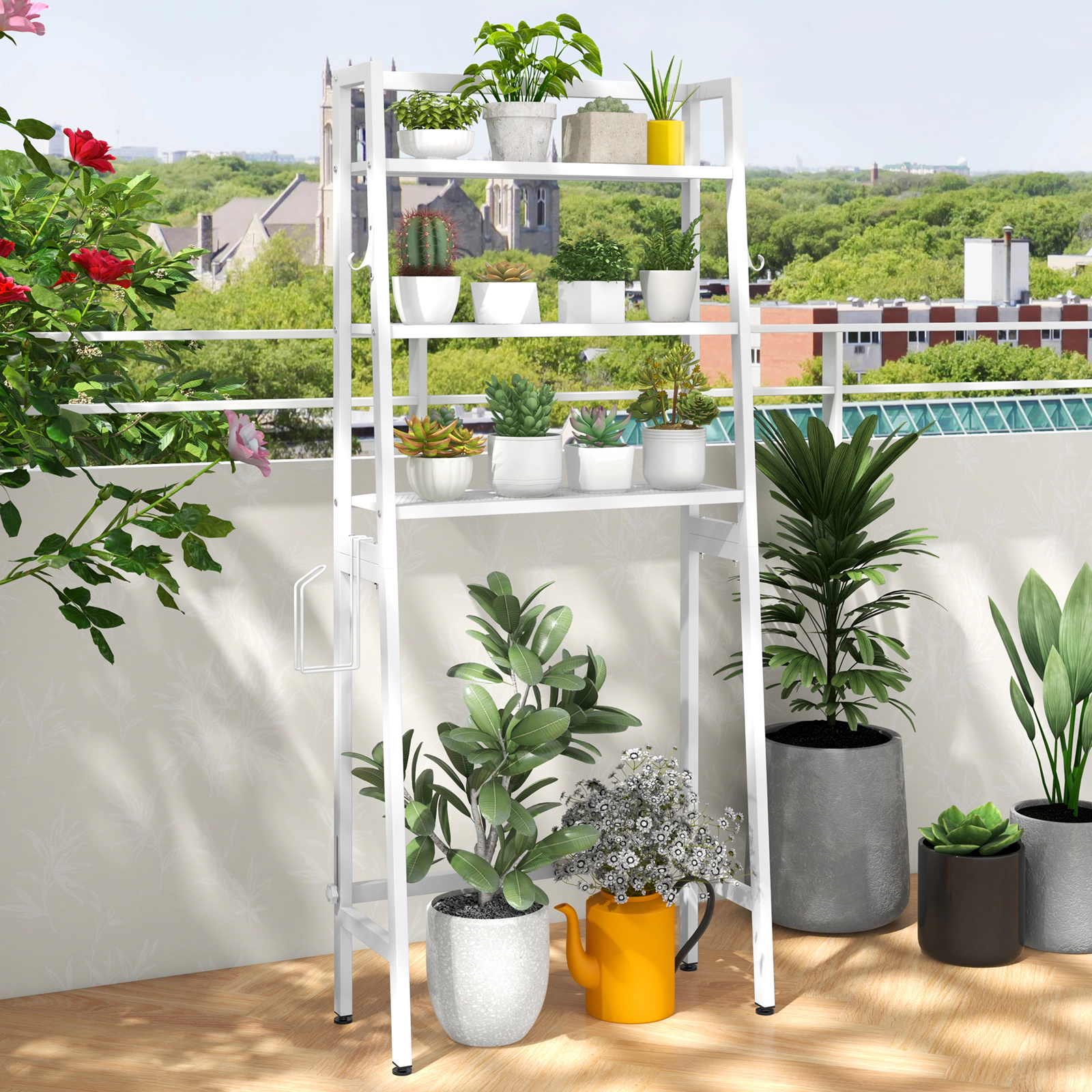 SUGIFT 3-Tier Over The Toilet Metal Storage Shelf with Adjustable Bottom Bar 132-lb Capacity White
