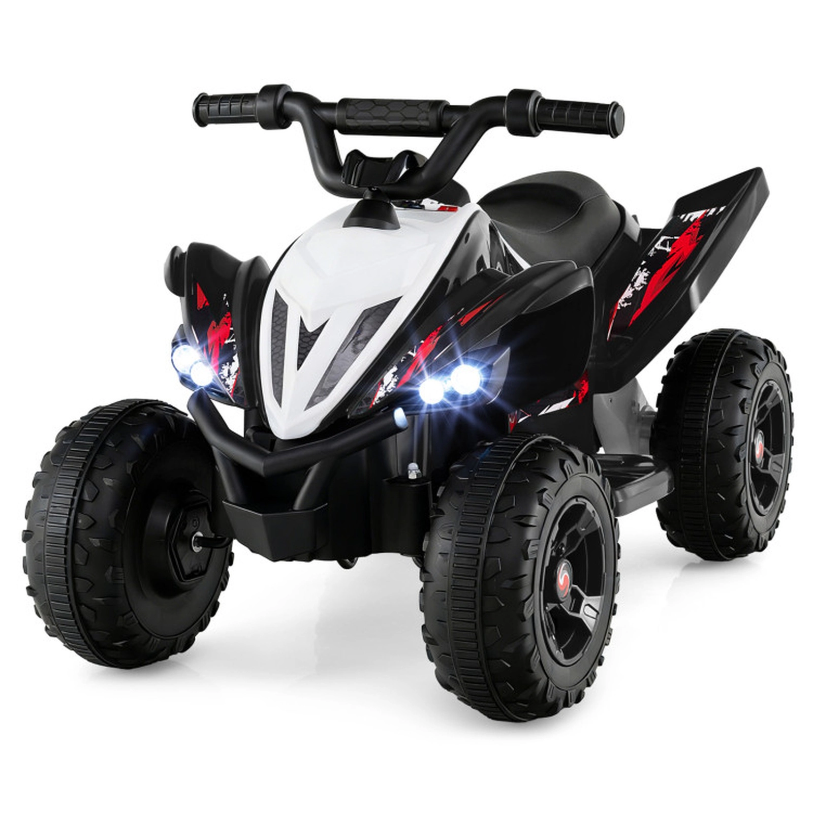 SUGIFT Kids Black 12V Ride On 4-Wheeler ATV Quad with LED Headlights 21-in H 7-mph Top Speed 66-lb Rider Capacity