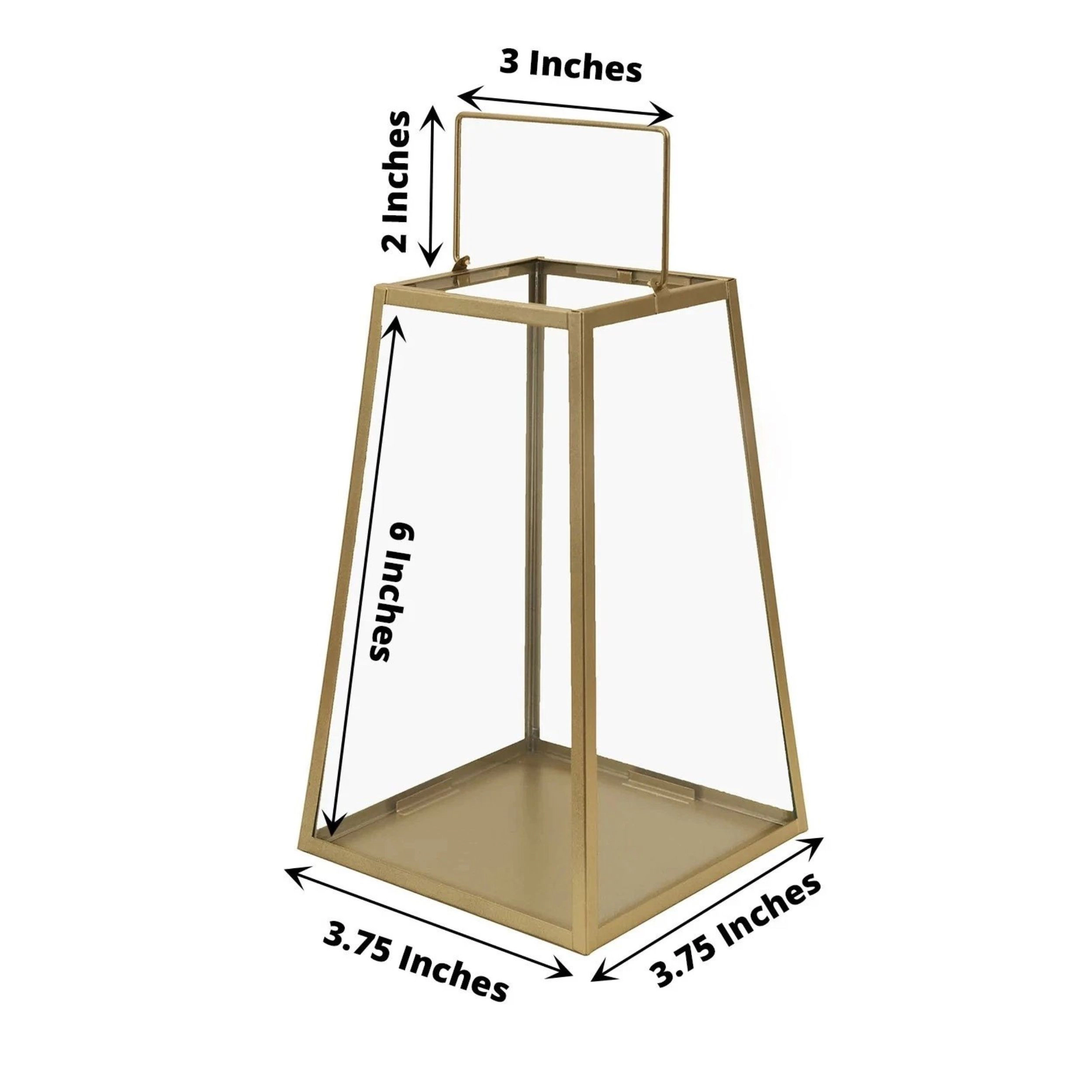 Home Collection Gold Clear Geometric Glass Lantern Candle Holders Set of 2